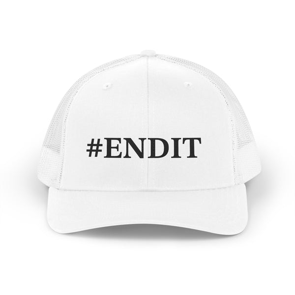 Trucker Hat — Retro "#ENDIT" Mesh Cap (Vintage Text, Casual Everyday)