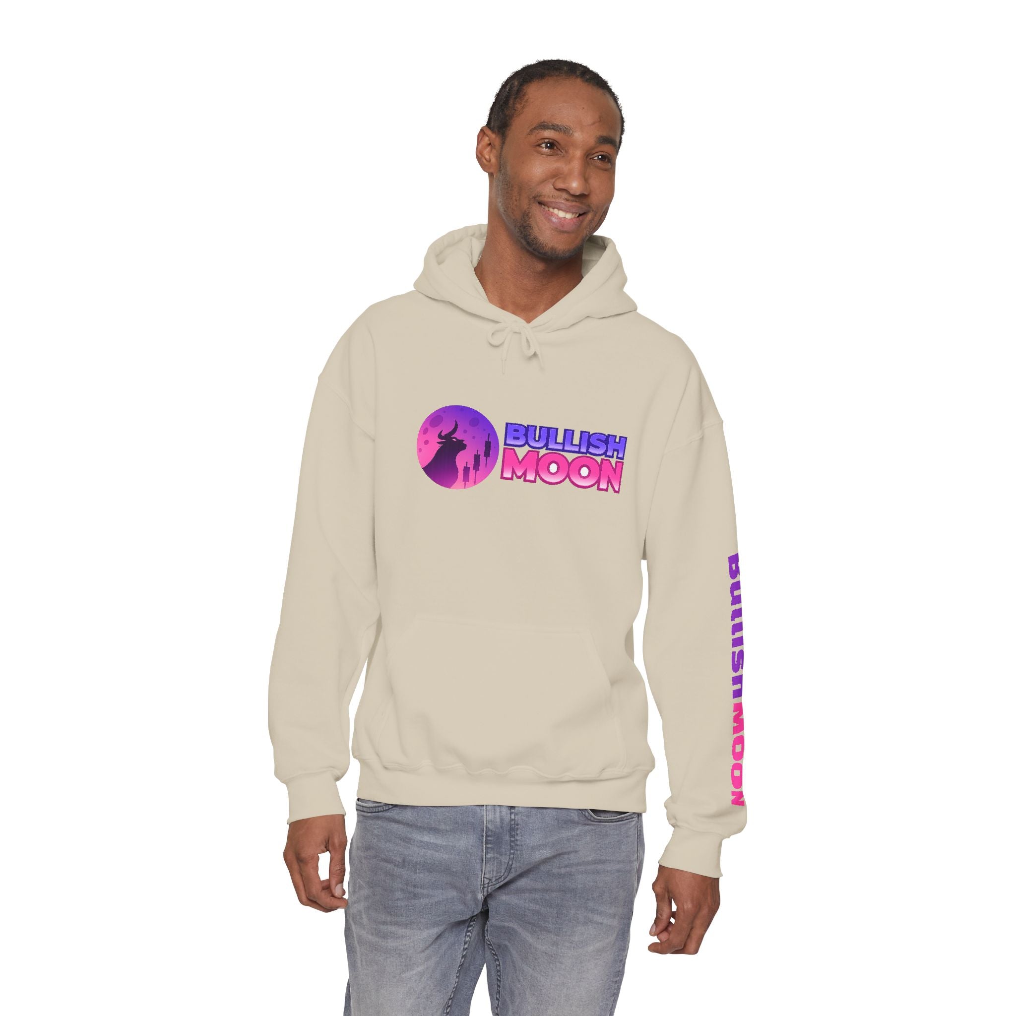 "Bullish Moon" Men's Hoodie — Crypto Trading Moonrise Graphic Hooded Sweatshirt