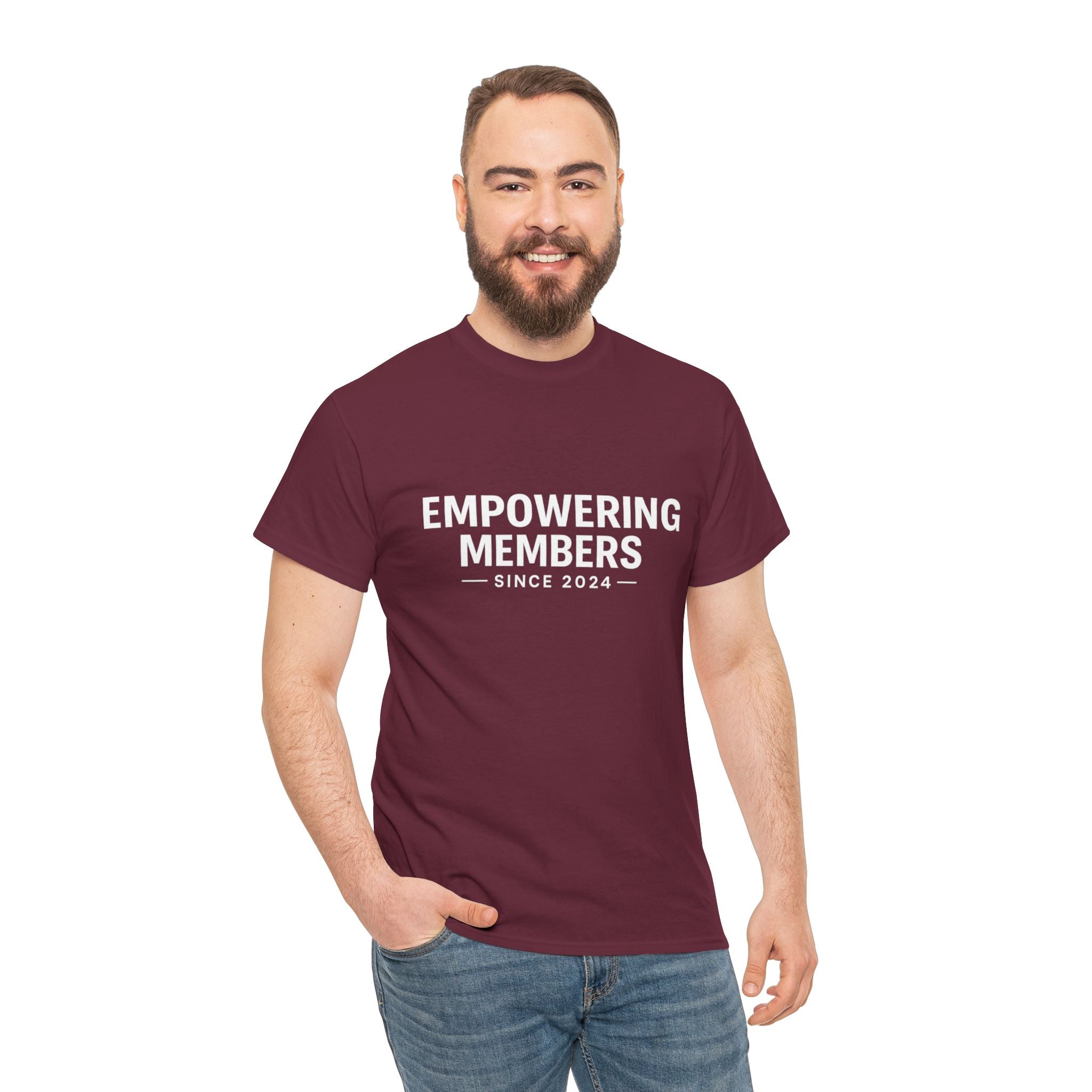 Empowering Members Tee — Minimalist Inspirational Graphic Shirt ("Empowering Members Since 2024")