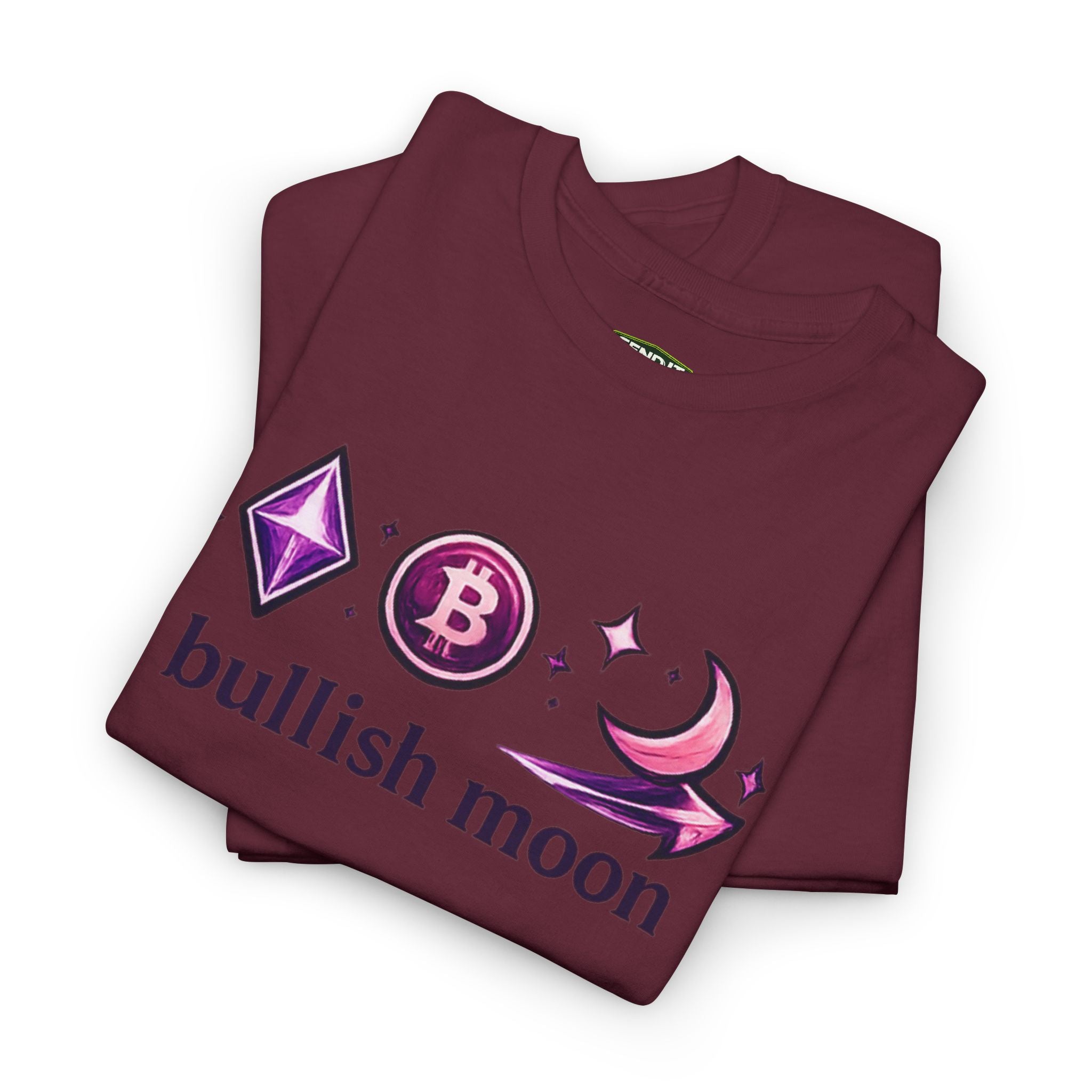 Bullish Moon Tee — Crypto Moonrise Bitcoin & Ethereum Graphic T-Shirt