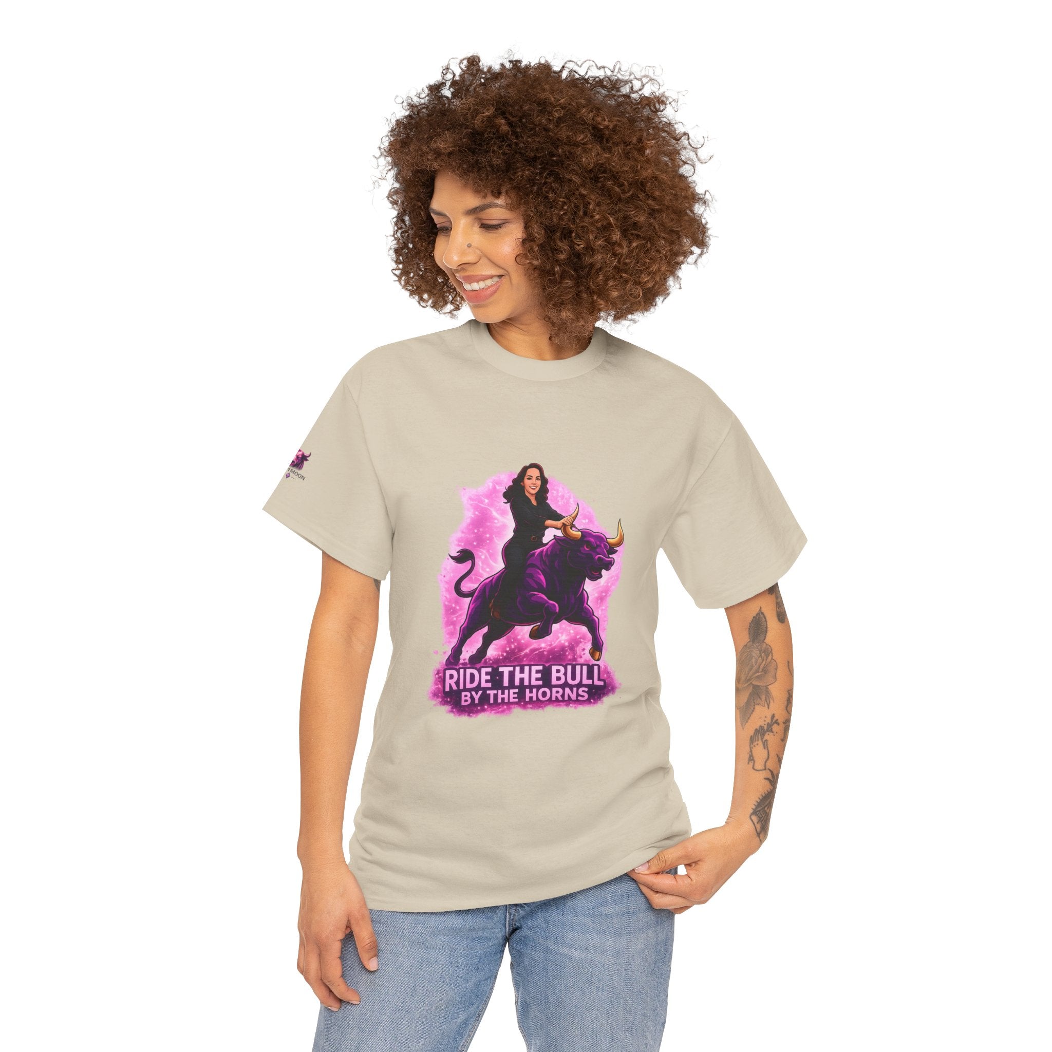 "Ride the Bull by the Horns" Womens Bullishmoon Tee — Empowerment Graphic T-Shirt