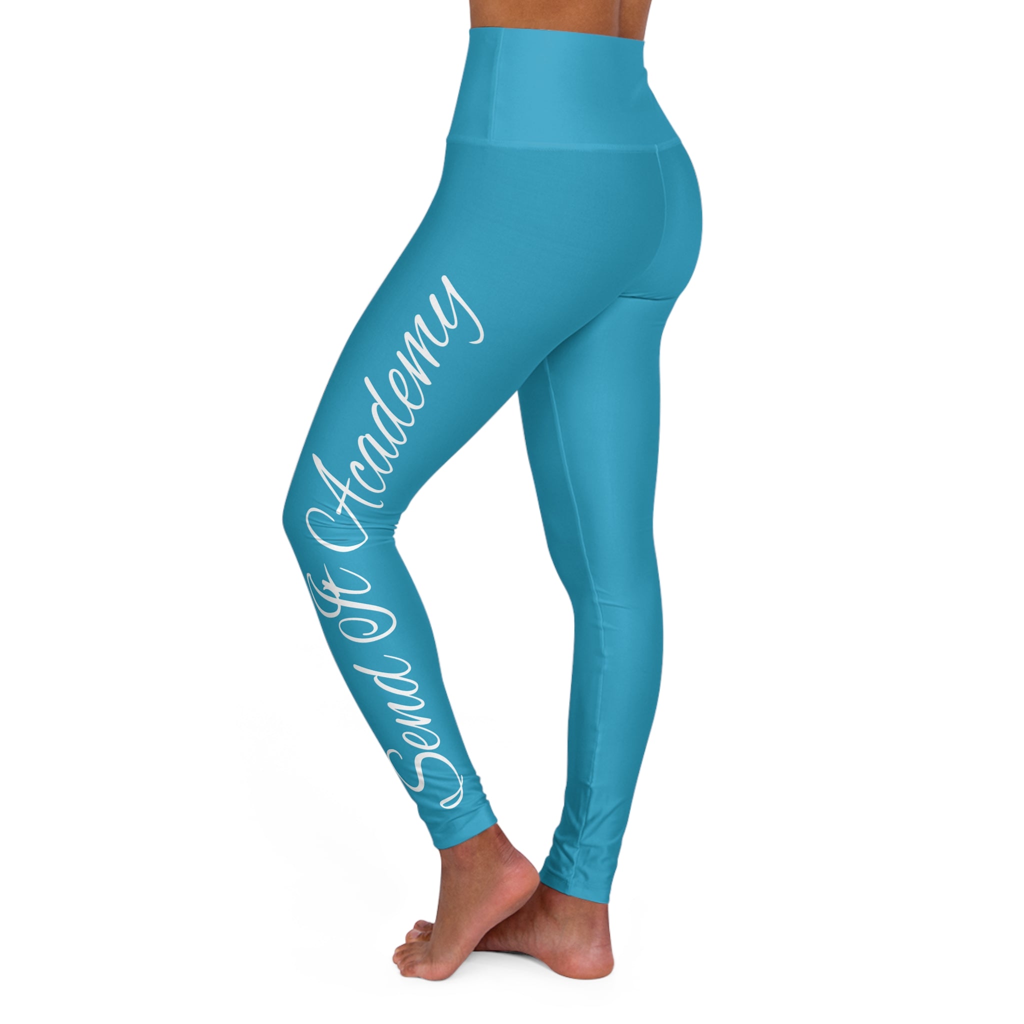 "Send It Academy" Turquoise High Waisted Yoga Leggings