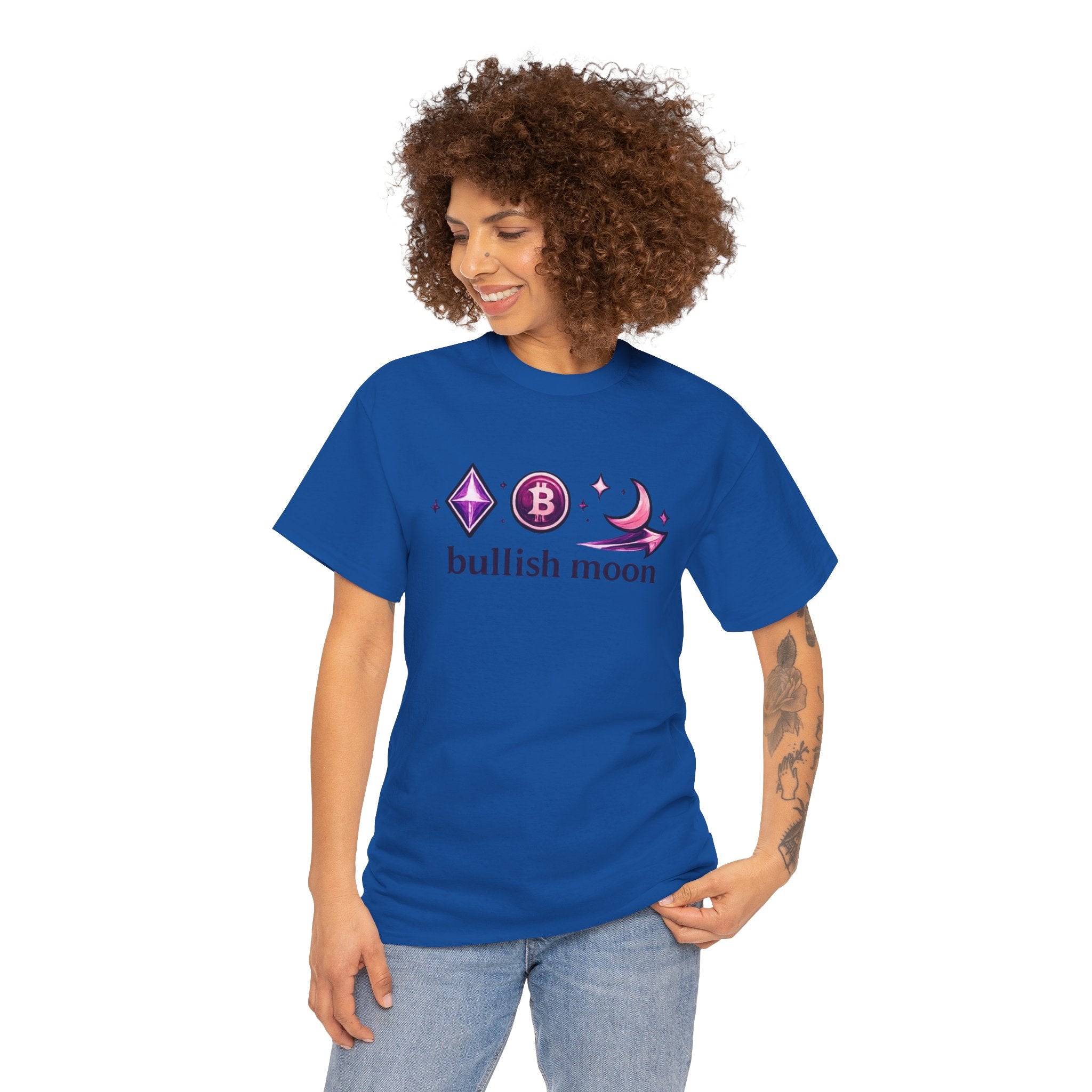 Bullish Moon Tee — Crypto Moonrise Bitcoin & Ethereum Graphic T-Shirt