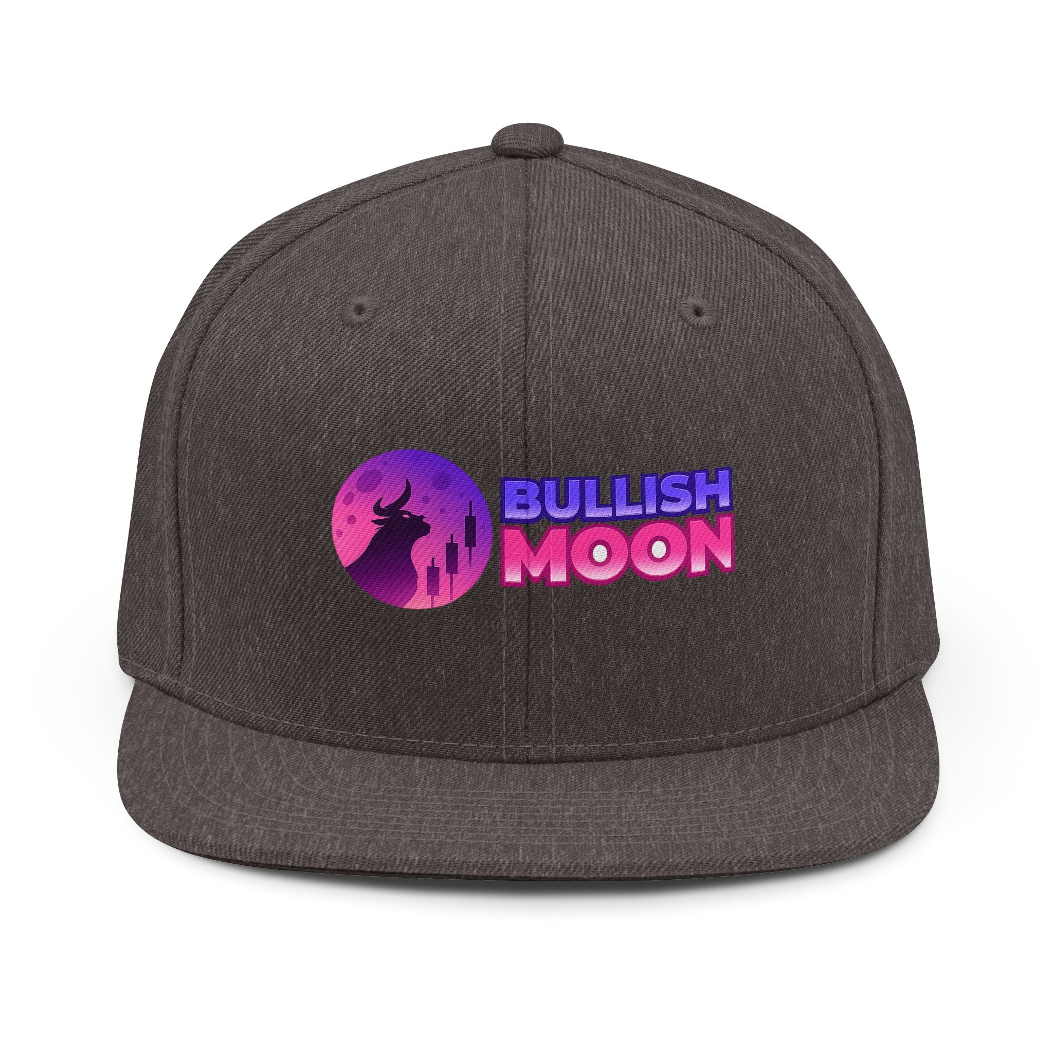 Bullish Moon Snapback Hat — Retro Crypto Moonrise Logo Cap