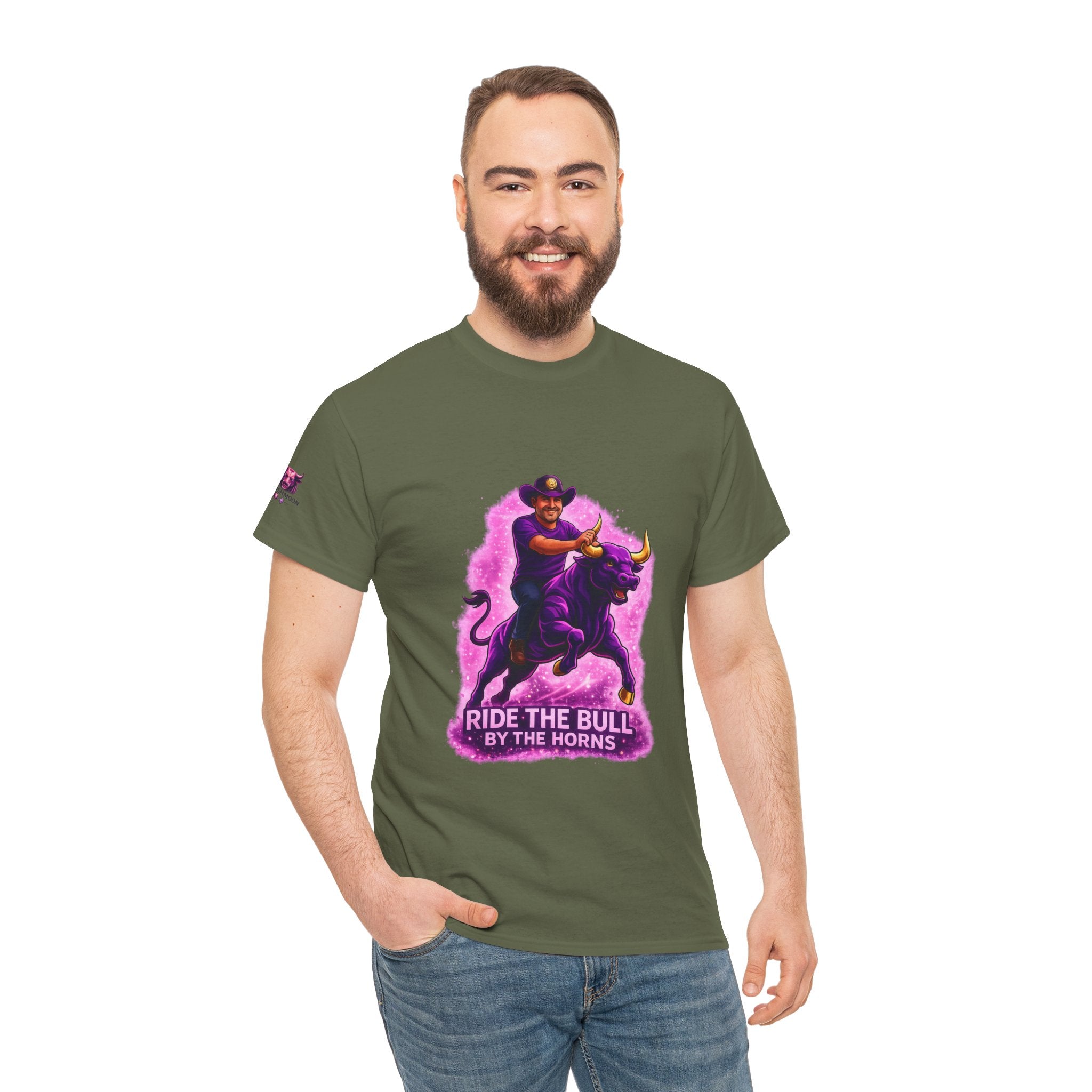 "Ride the Bull by the Horns" Graphic Mens Tee — “Ride the Bull by the Horns” Motivational Cowboy T-Shirt