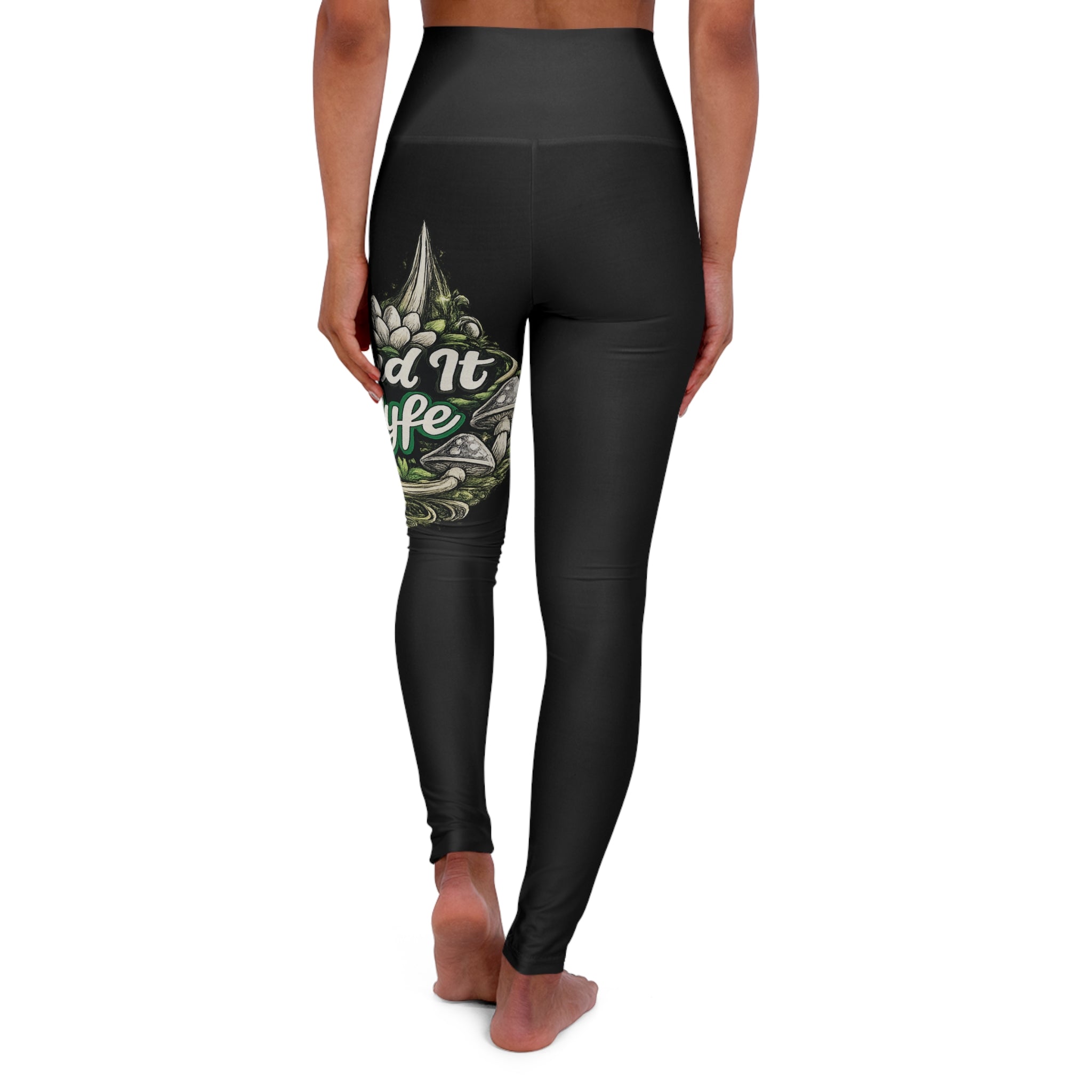 "Send It Lyfe" High-Waisted Yoga Leggings — Green Mandala