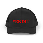 Trucker Hat — Retro "#ENDIT" Mesh Cap (Vintage Text, Casual Everyday)