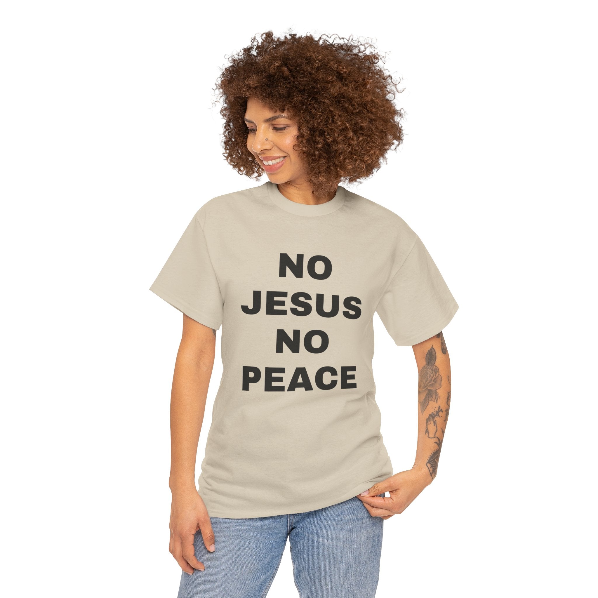 Religious T-Shirt — "No Jesus No Peace" Bold Gospel Tee