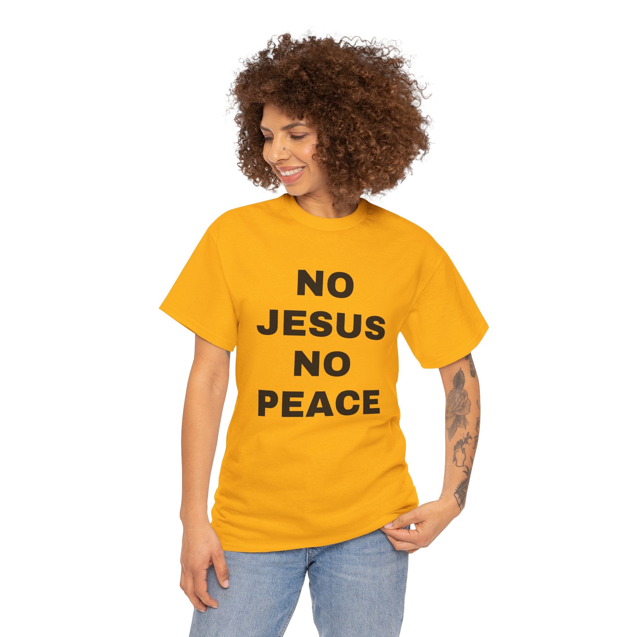 Religious T-Shirt — "No Jesus No Peace" Bold Gospel Tee