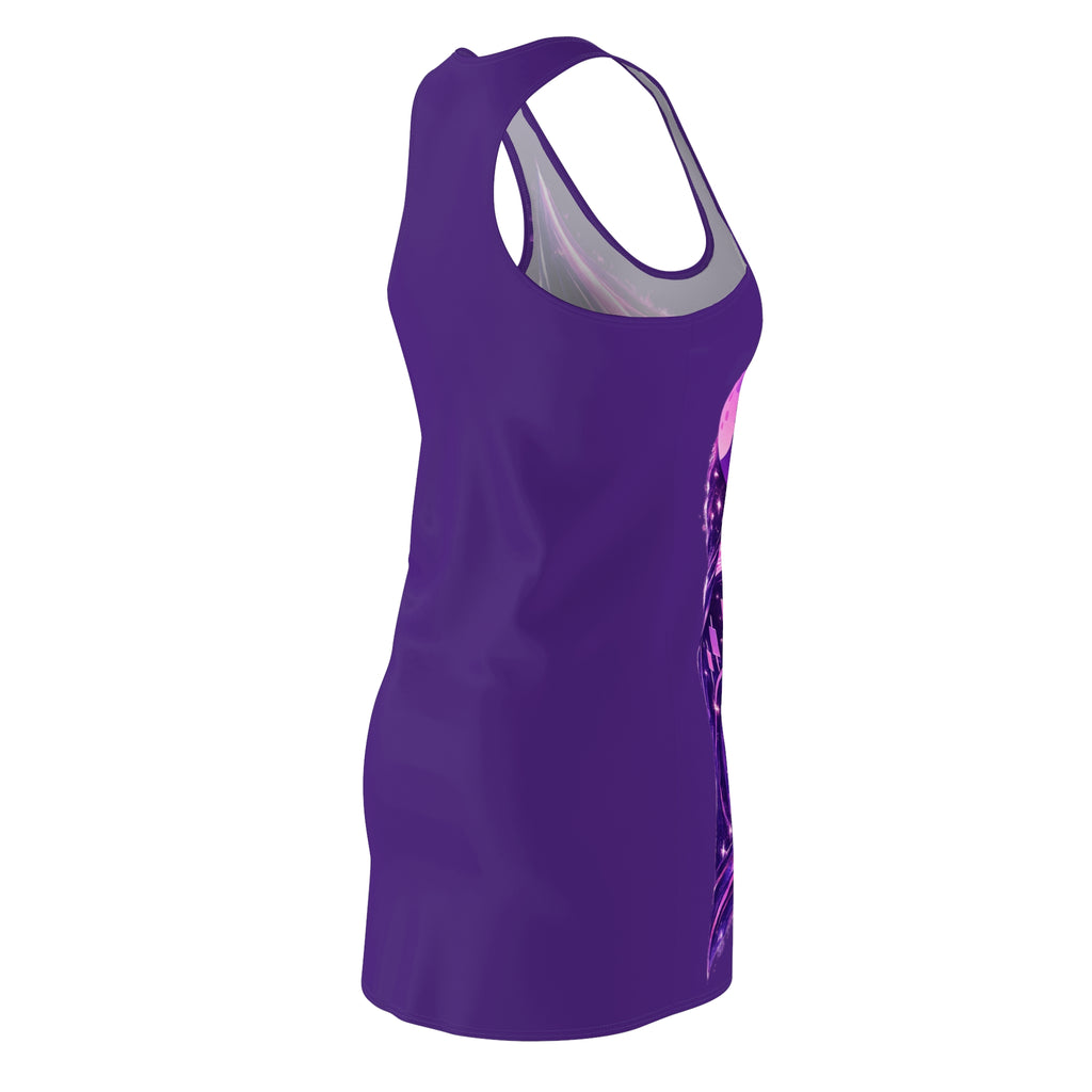 "Bullish Moon" Purple Racerback Dress — Purple Cosmic Graphic Dress