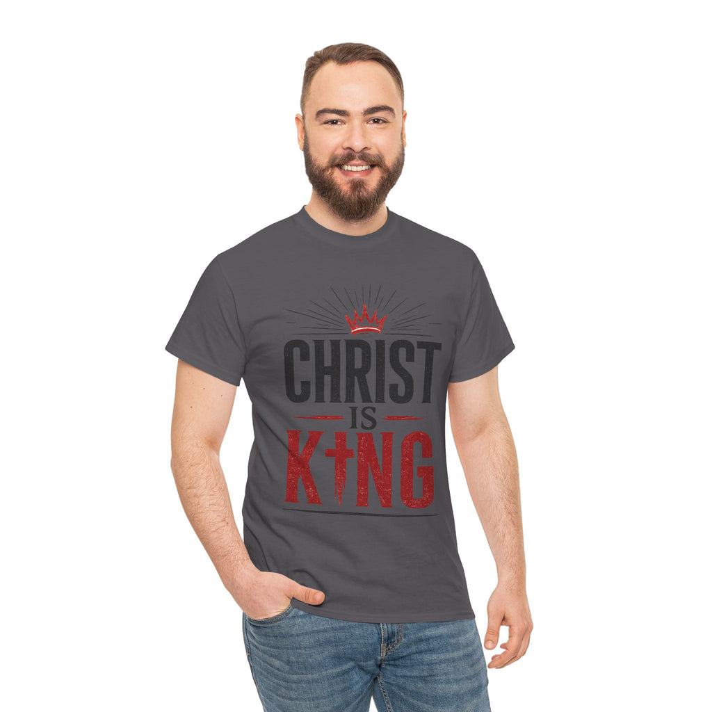 Christ Is King T-Shirt — Christian Faith Tee with Crown & Cross Design
