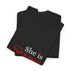 She Is Strong T-Shirt — Inspirational Christian Scripture Tee (Proverbs 31:25)