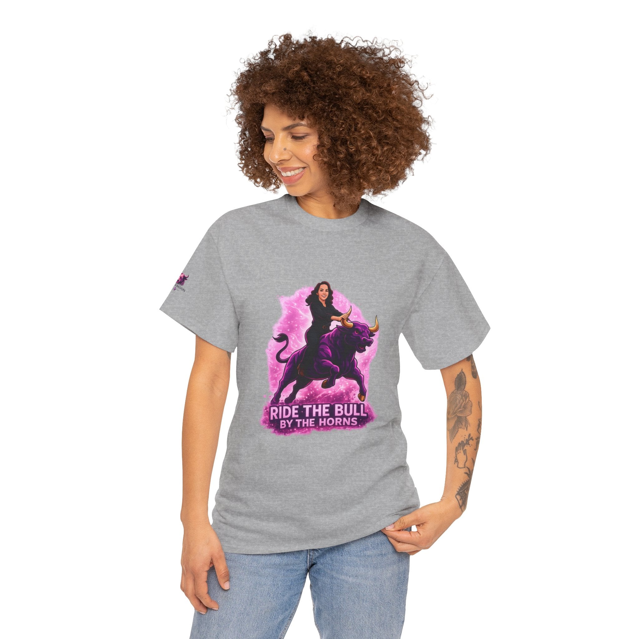 "Ride the Bull by the Horns" Womens Bullishmoon Tee — Empowerment Graphic T-Shirt