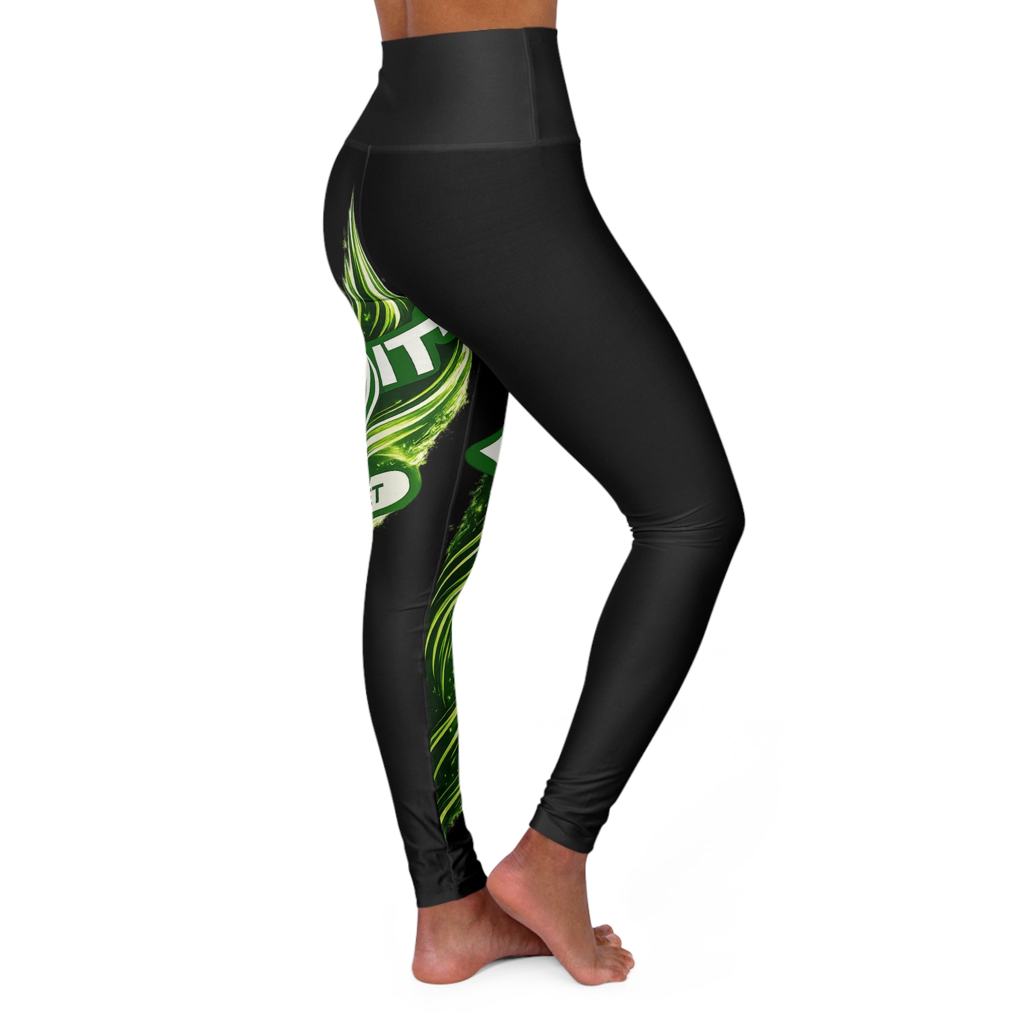 "Send it Mindset" High-Waist Yoga Leggings — Green Swirl