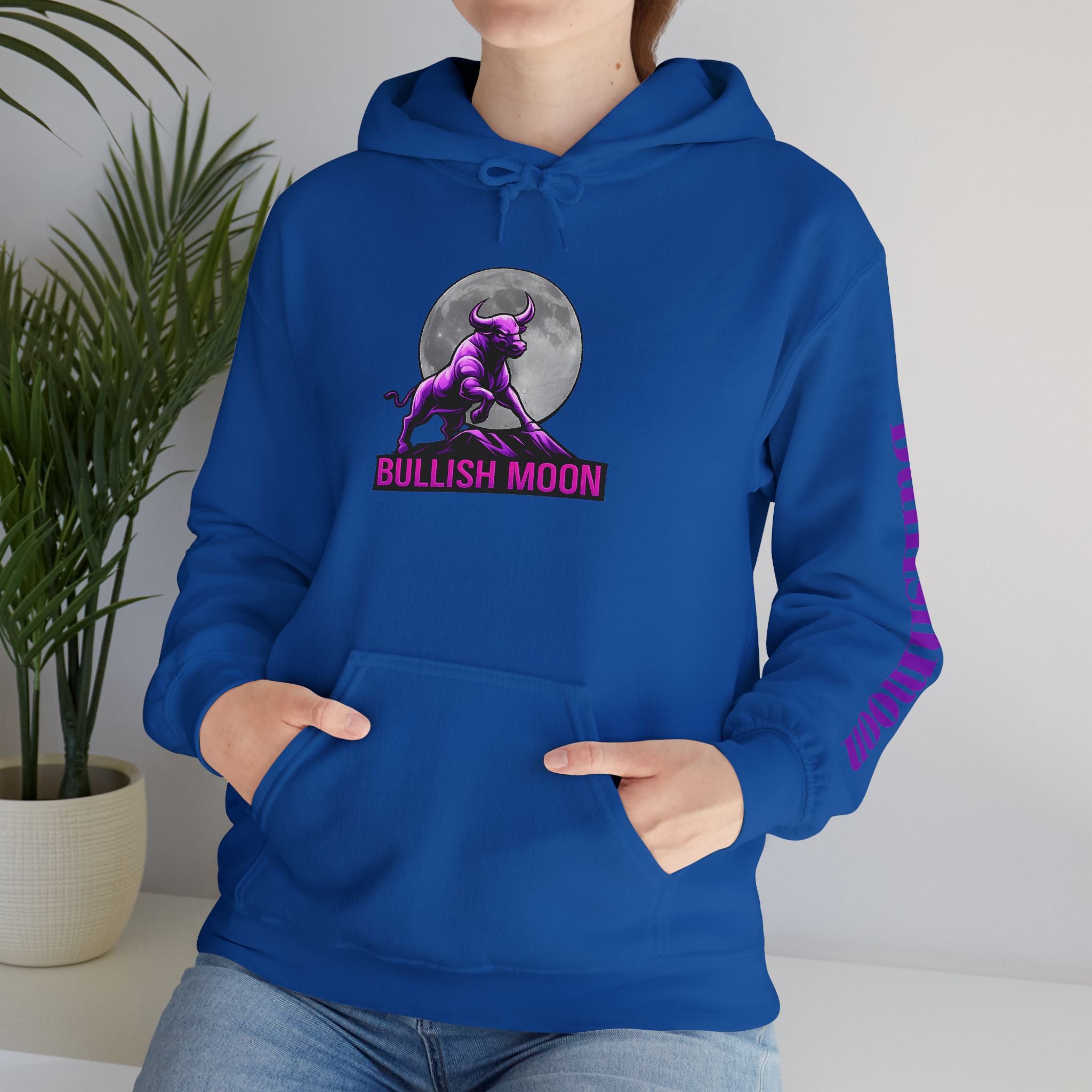 Bullish Moon Hoodie — Purple Bull Graphic Hooded Sweatshirt