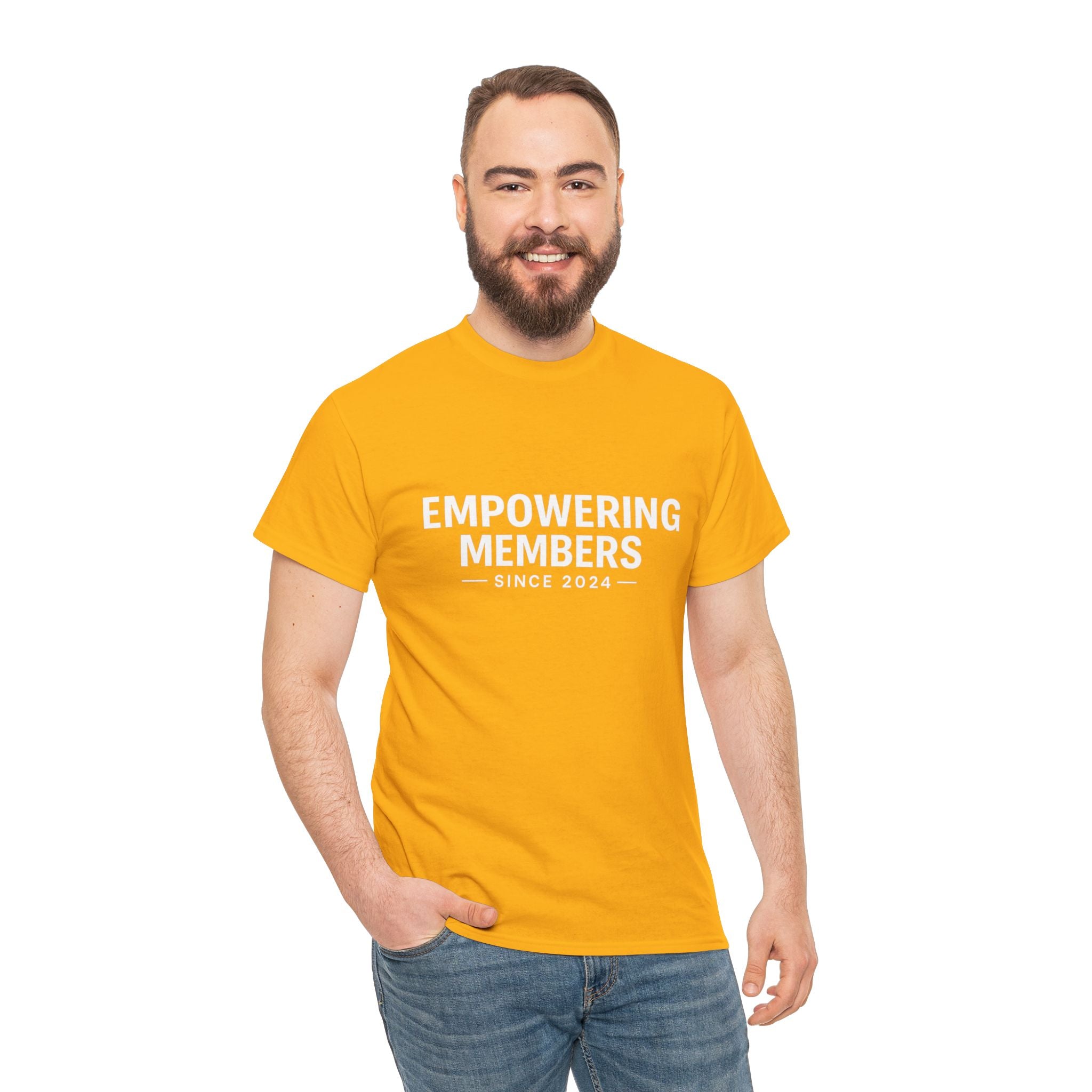Empowering Members Tee — Minimalist Inspirational Graphic Shirt ("Empowering Members Since 2024")