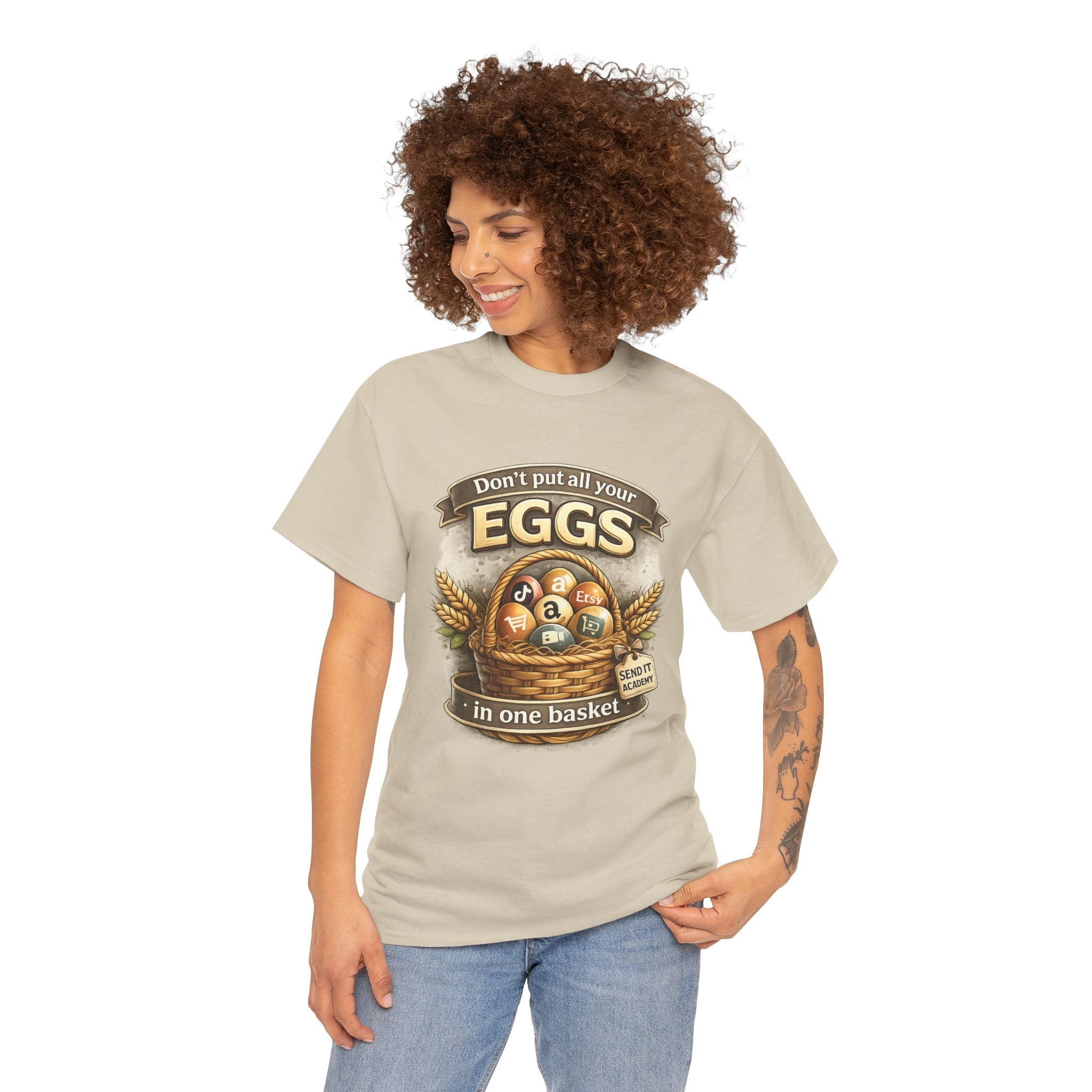 "Don't Put All Your Eggs in One Basket" T-Shirt — Rustic Farmhouse Easter Tee