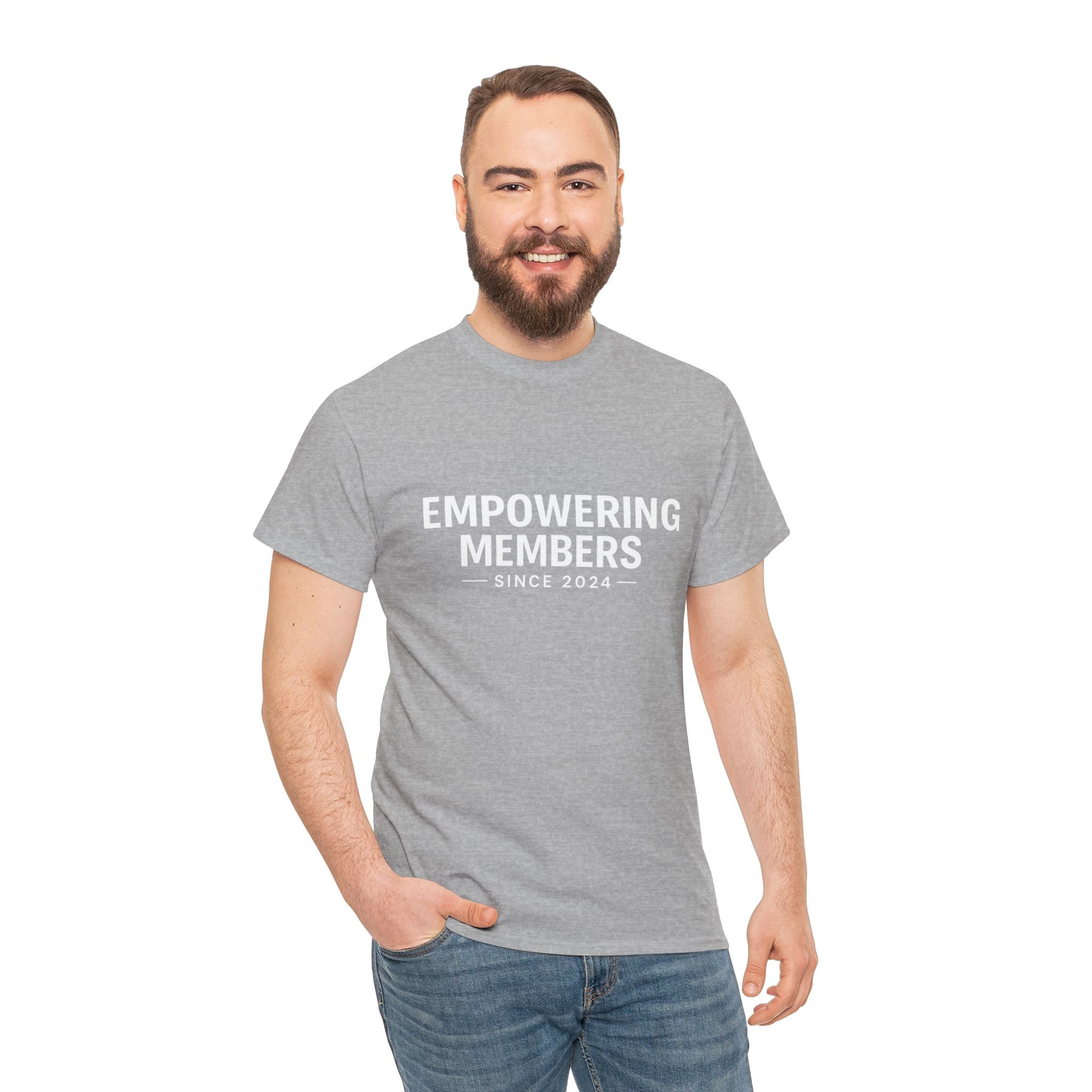 Empowering Members Tee — Minimalist Inspirational Graphic Shirt ("Empowering Members Since 2024")