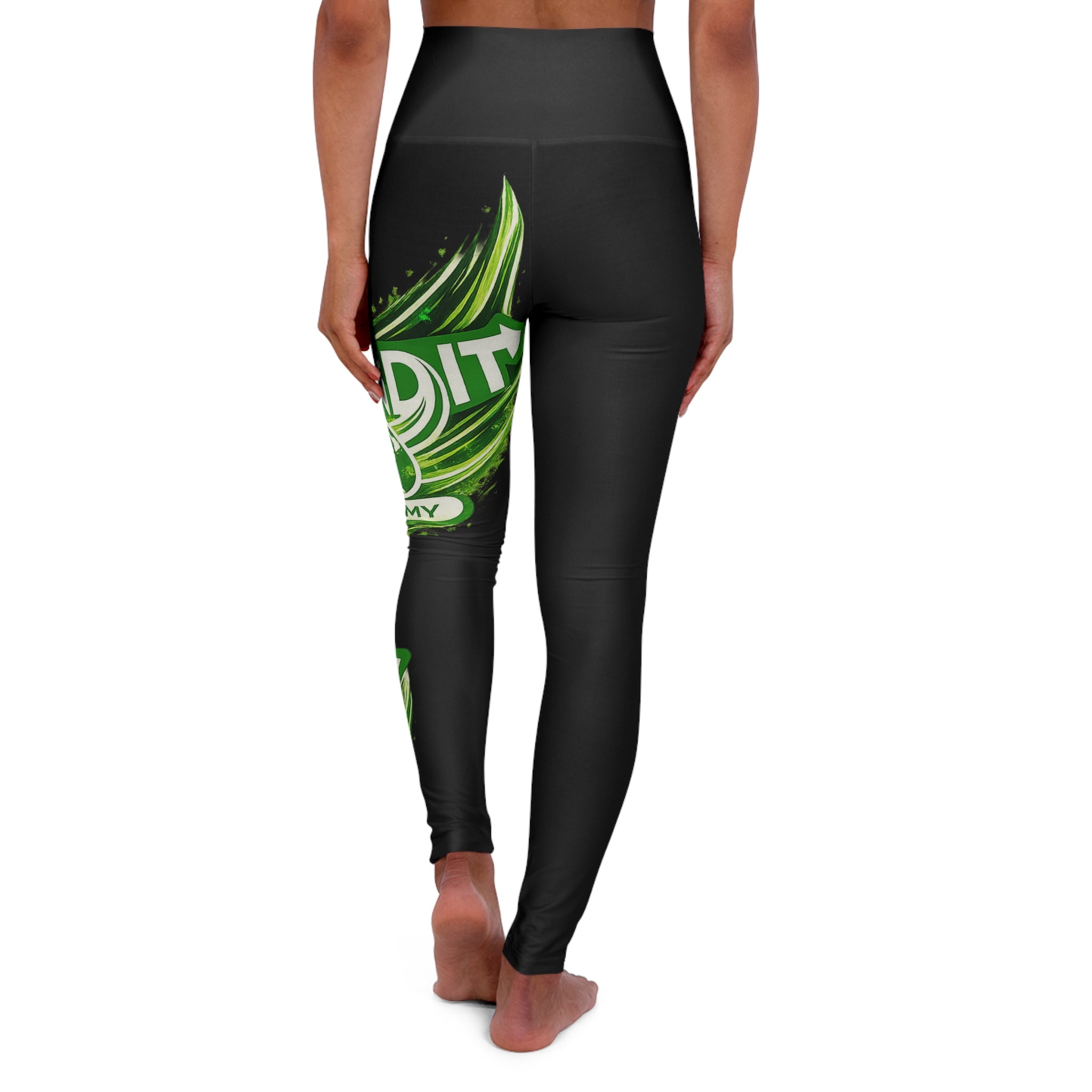 "Send It Academy" Yoga Leggings — Green Swirl High Waist