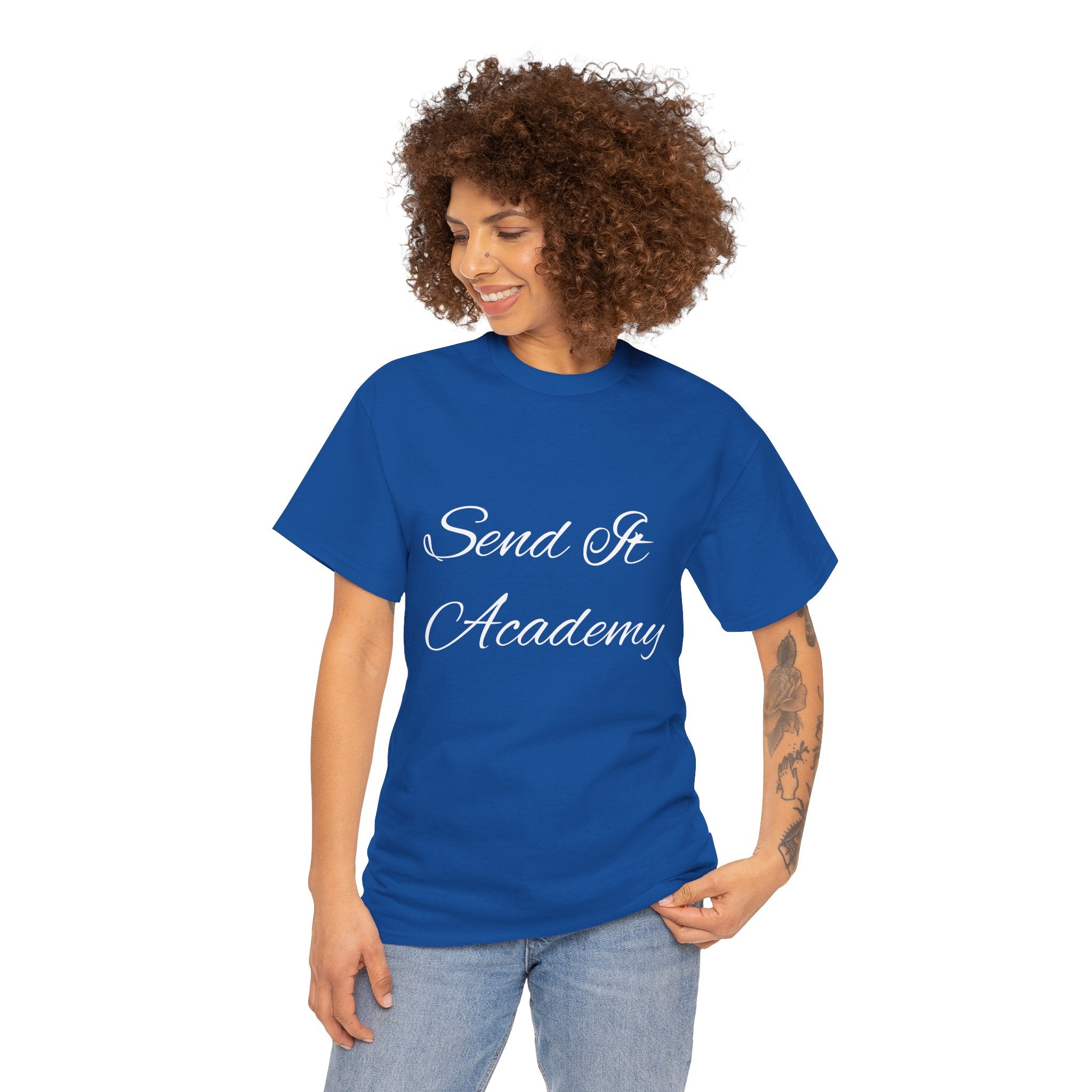 "Send it Academy" T‑Shirt — Script Logo Tee
