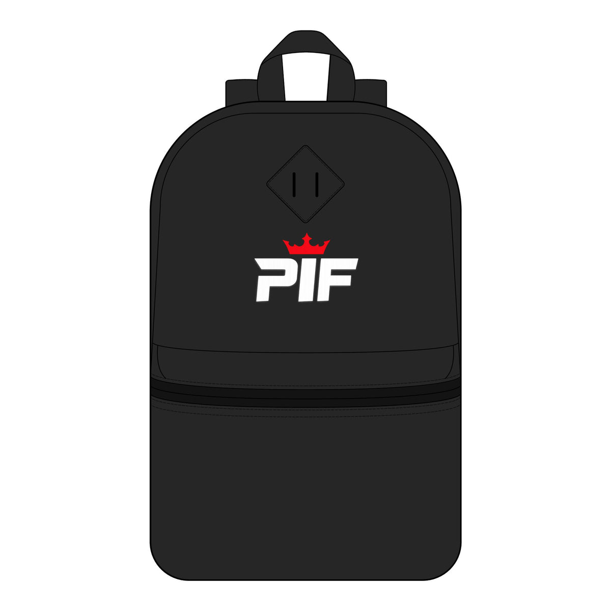 PIF Crown Logo Backpack — Minimal Black Daypack