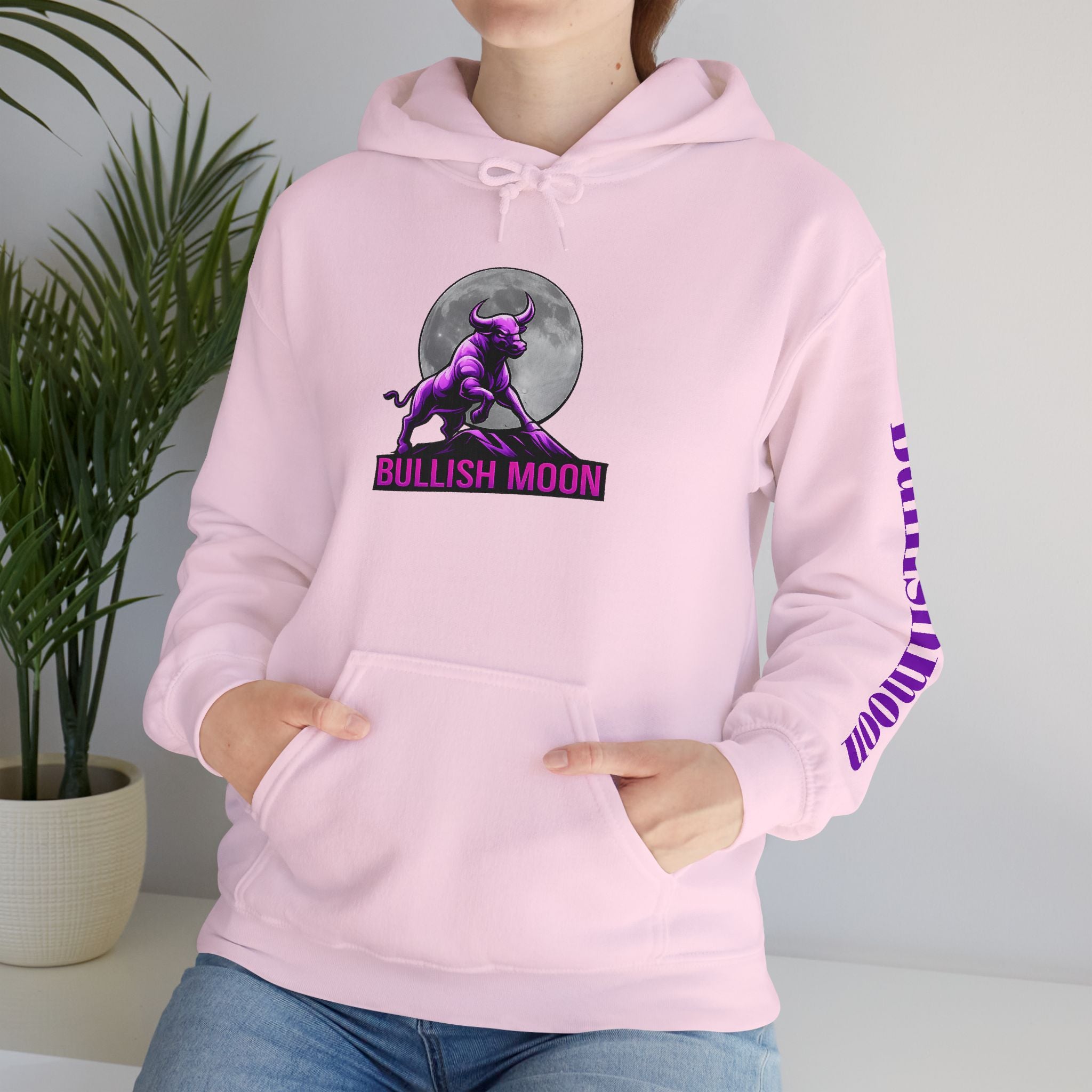 Bullish Moon Hoodie — Purple Bull Graphic Hooded Sweatshirt