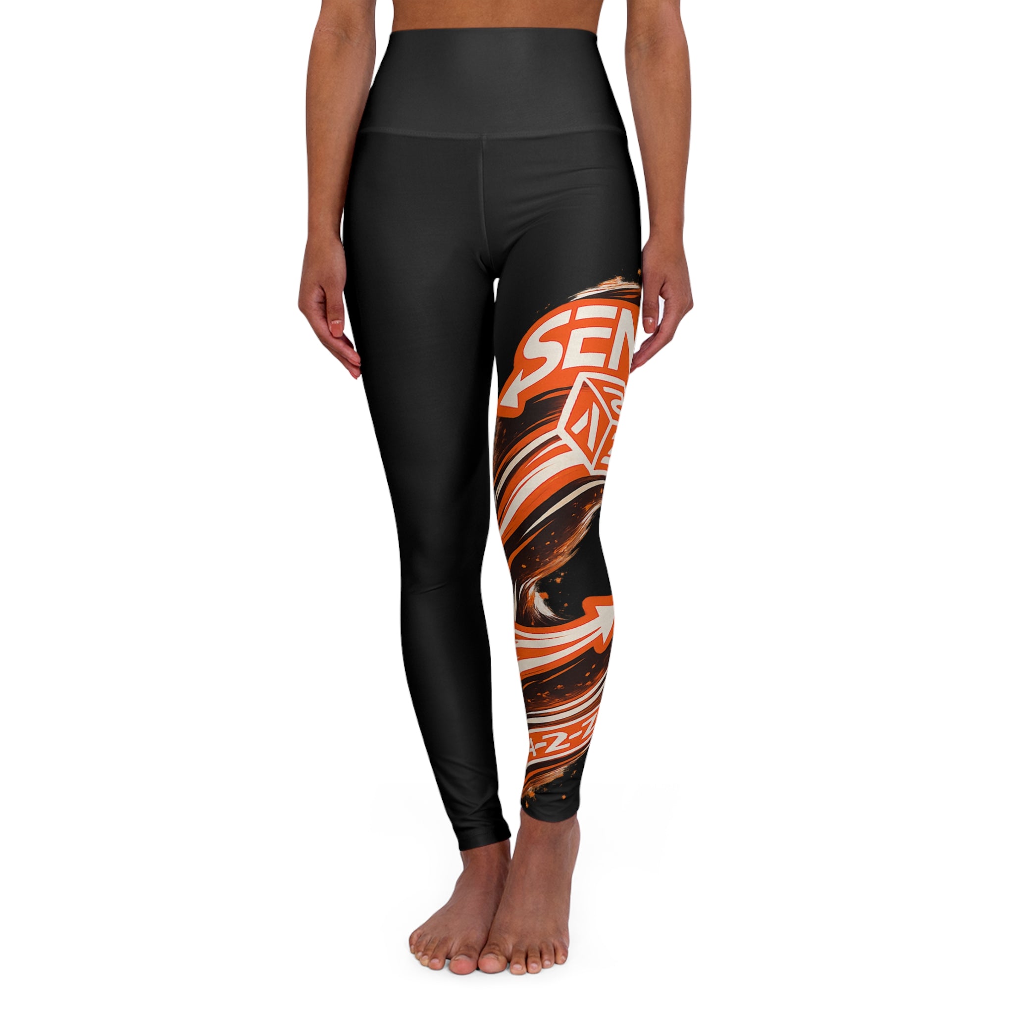 "Amazon A2Z" Yoga High-Waisted Leggings - Orange Swirl