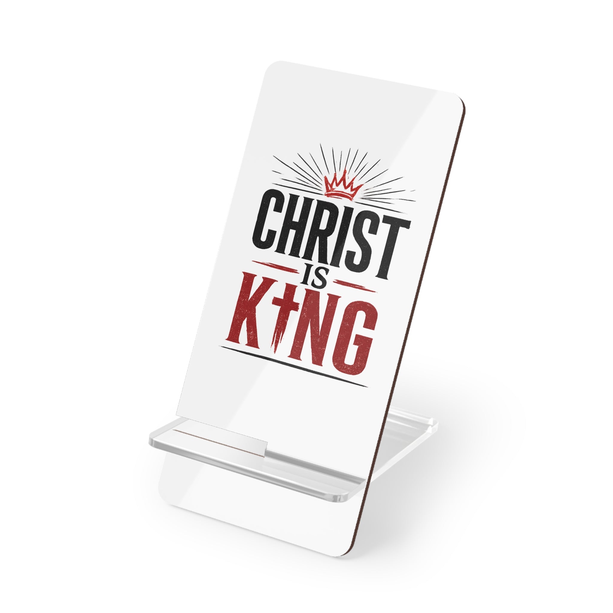 Phone Stand - "Christ Is King" Foldable Mobile Display Stand | Christian Desk Accessory