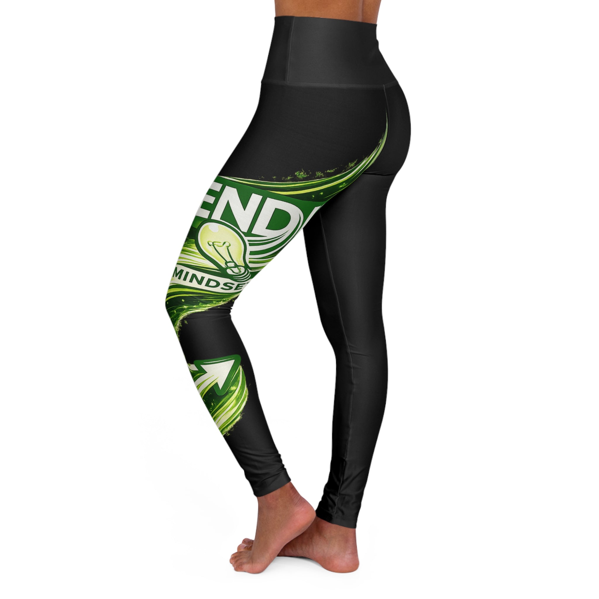 "Send it Mindset" High-Waist Yoga Leggings — Green Swirl