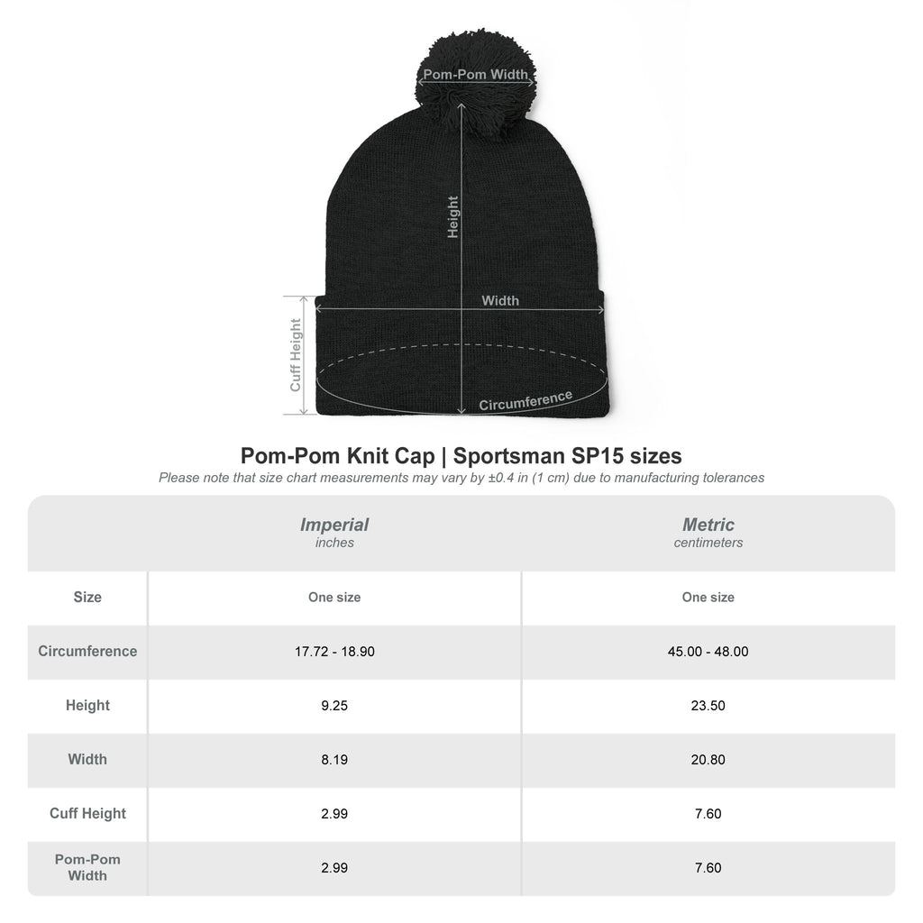Embroidered Pom-Pom Beanie — PIF Logo Knit Winter Hat