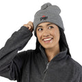 Embroidered Pom-Pom Beanie — PIF Logo Knit Winter Hat
