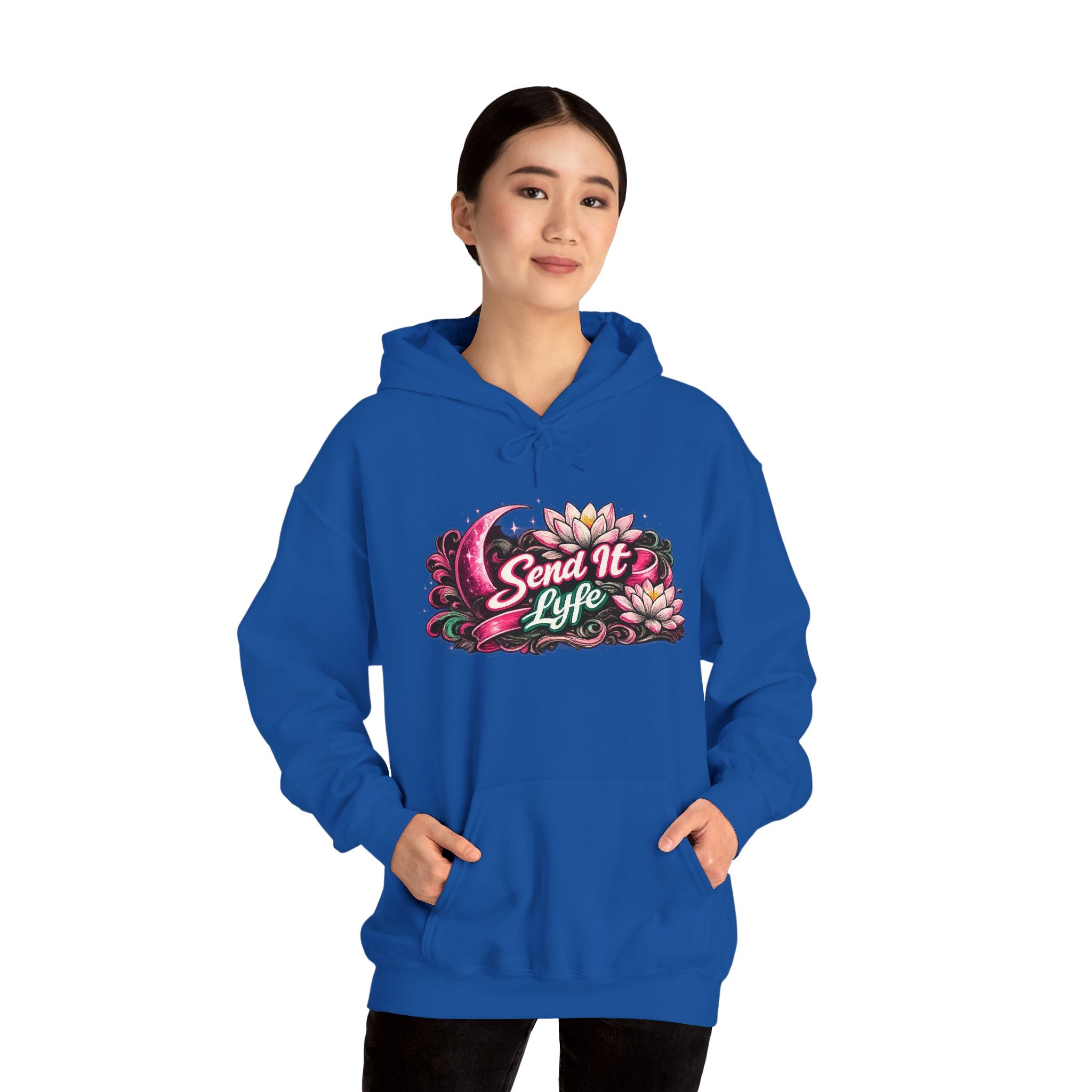 Hoodie — "Send It Lyfe" Floral Moon Graphic Hoodie