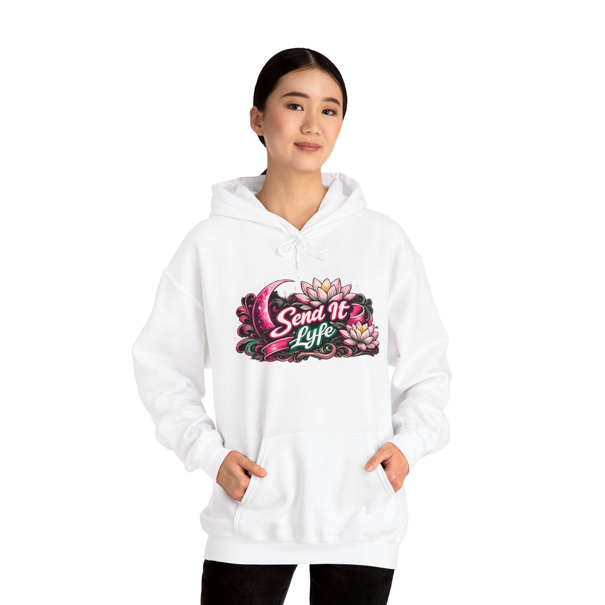 Hoodie — "Send It Lyfe" Floral Moon Graphic Hoodie