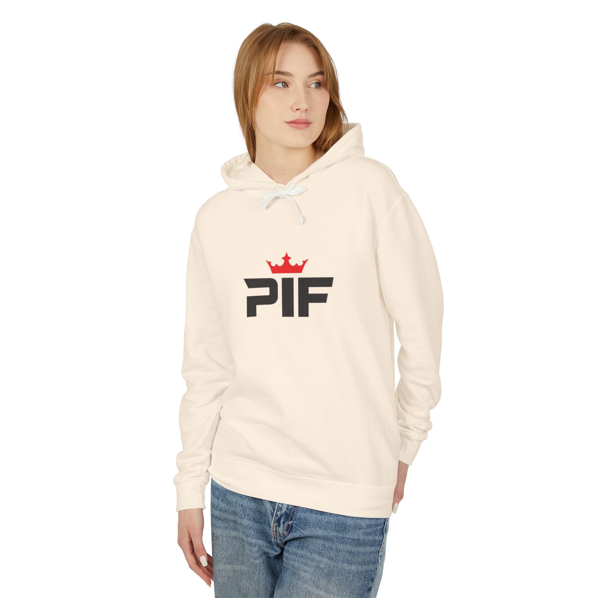 PIF Crown Logo Hoodie — Lightweight Cream Pullover