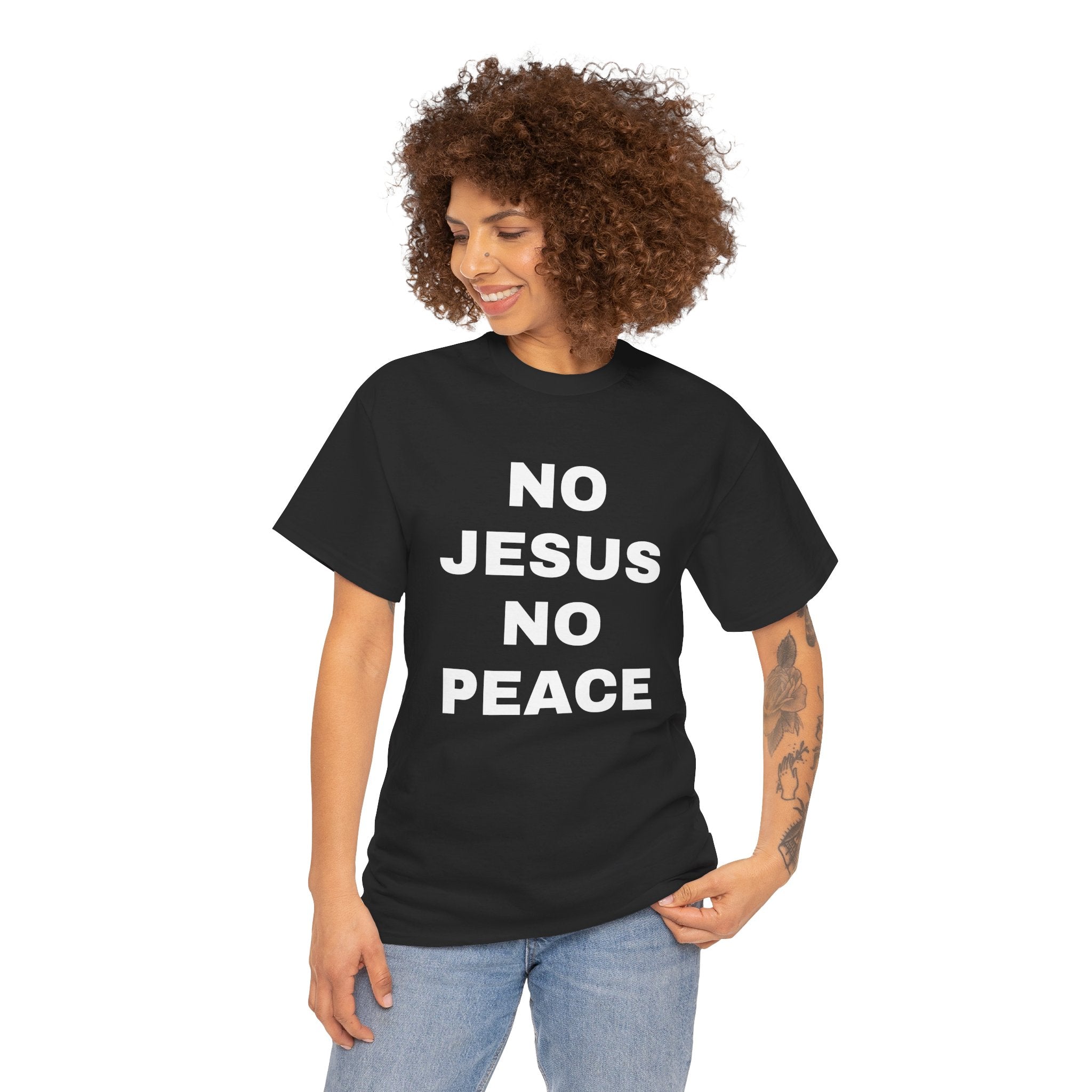 Religious T-Shirt — "No Jesus No Peace" Bold Gospel Tee