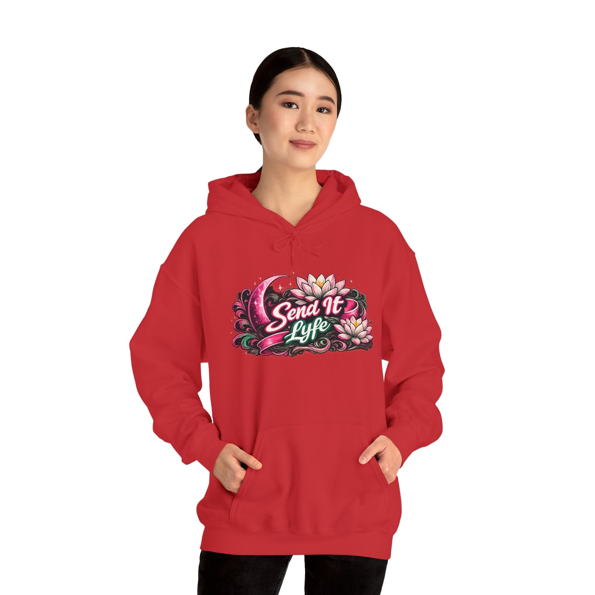 Hoodie — "Send It Lyfe" Floral Moon Graphic Hoodie