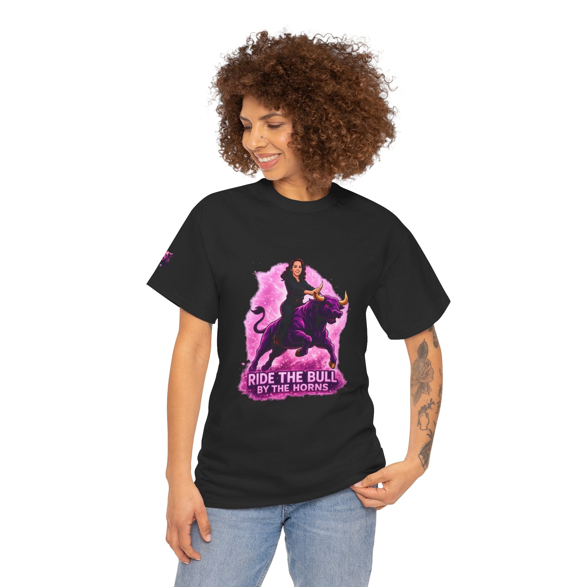 "Ride the Bull by the Horns" Womens Bullishmoon Tee — Empowerment Graphic T-Shirt