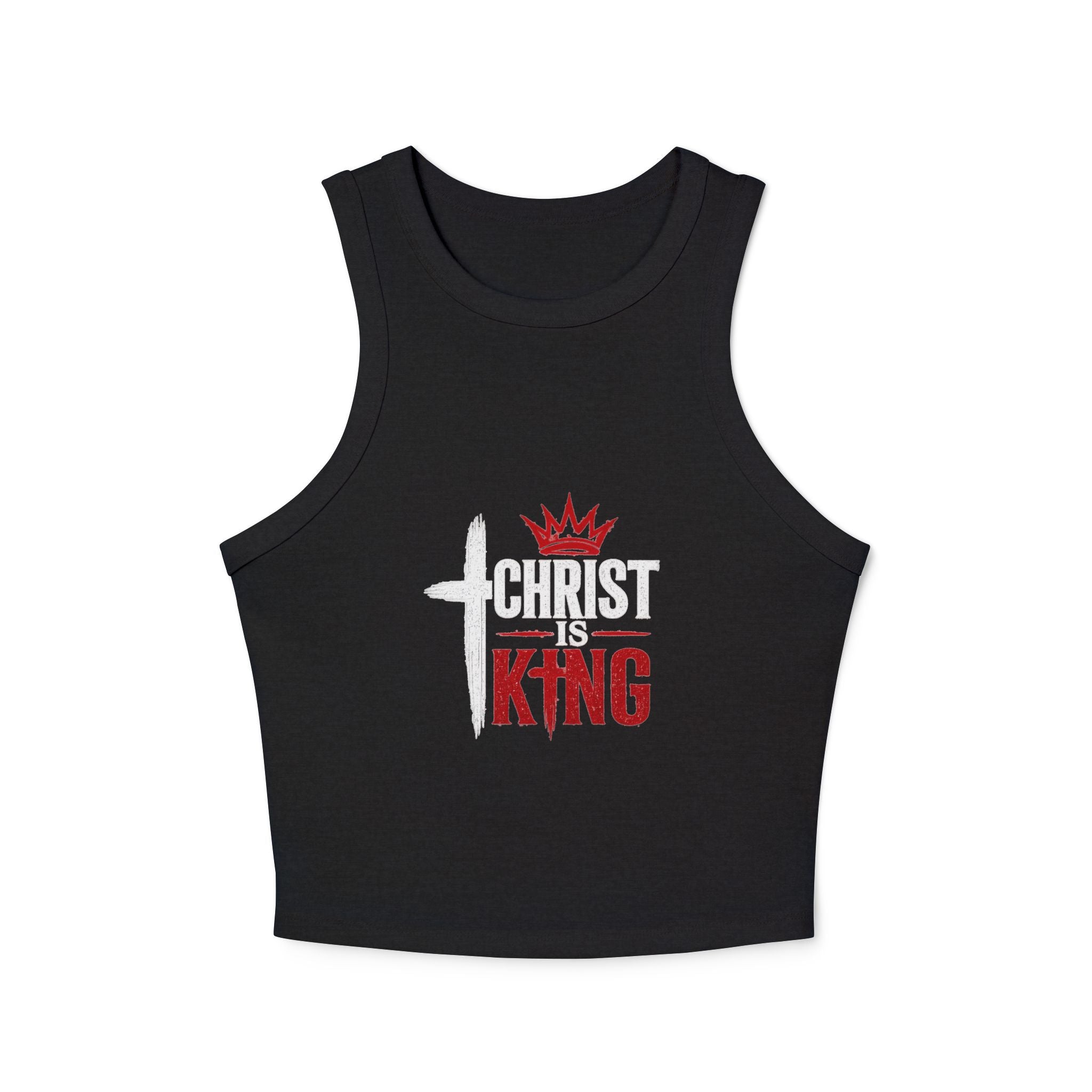 Christ Is King Racer Tank Top — Women's Faith Graphic Crop