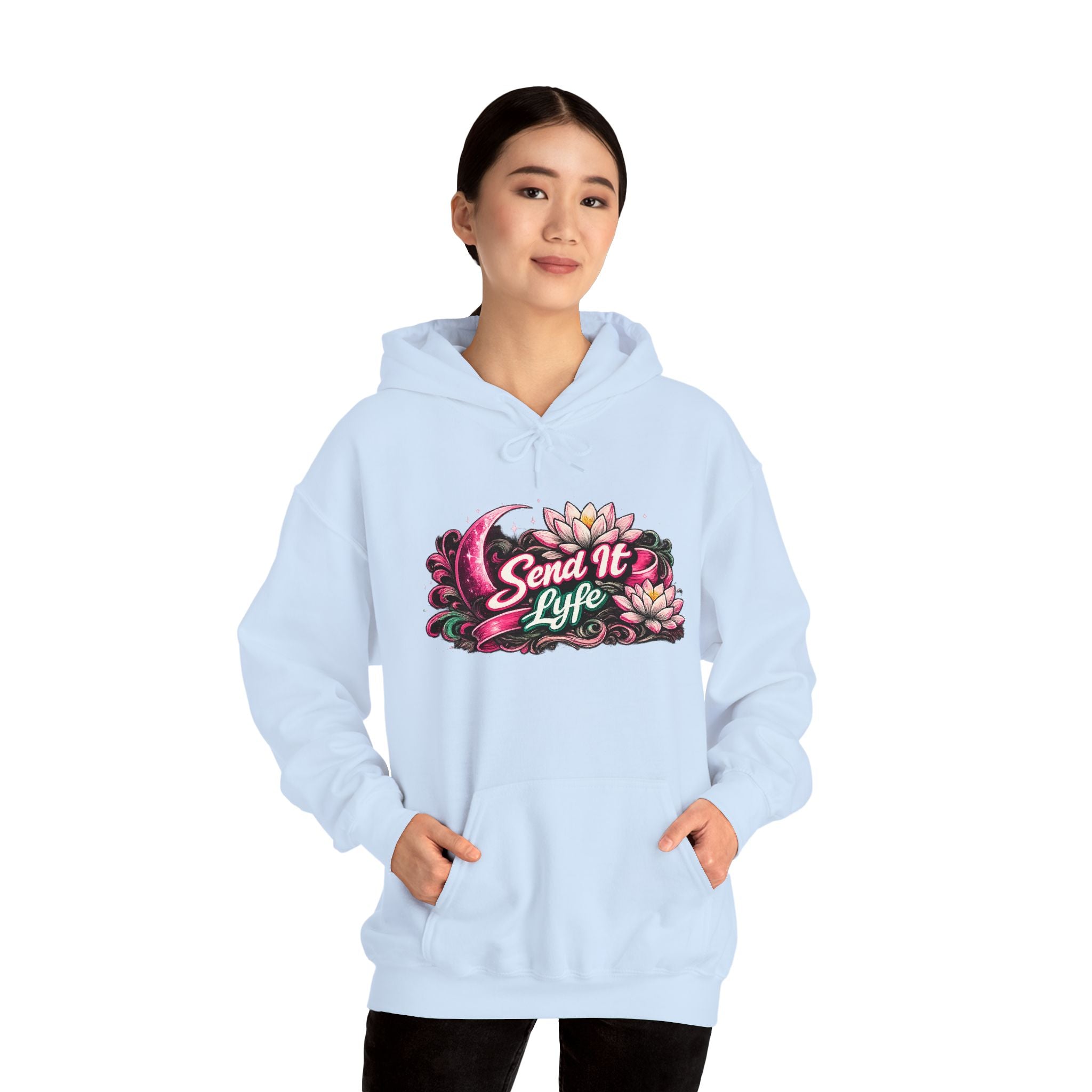 Hoodie — "Send It Lyfe" Floral Moon Graphic Hoodie