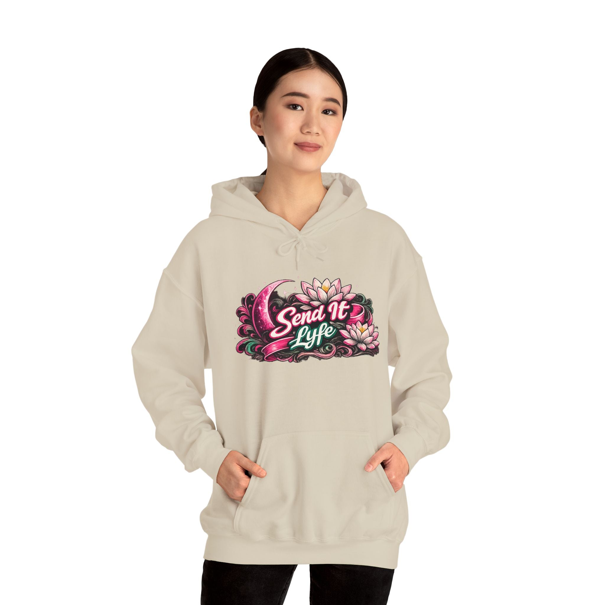 Hoodie — "Send It Lyfe" Floral Moon Graphic Hoodie