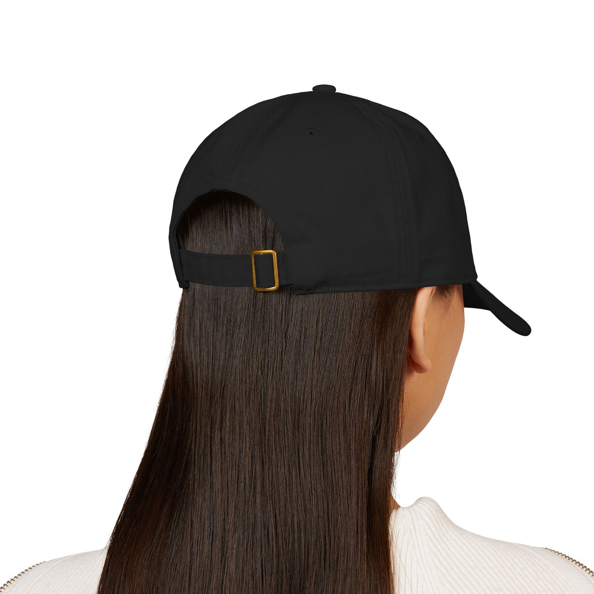 PIF Distressed Logo Embroidered Baseball Cap — Organic Cotton, Crown Accent