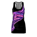 "Bullish Moon" Black Racerback Dress — Purple Cosmic Graphic Dress