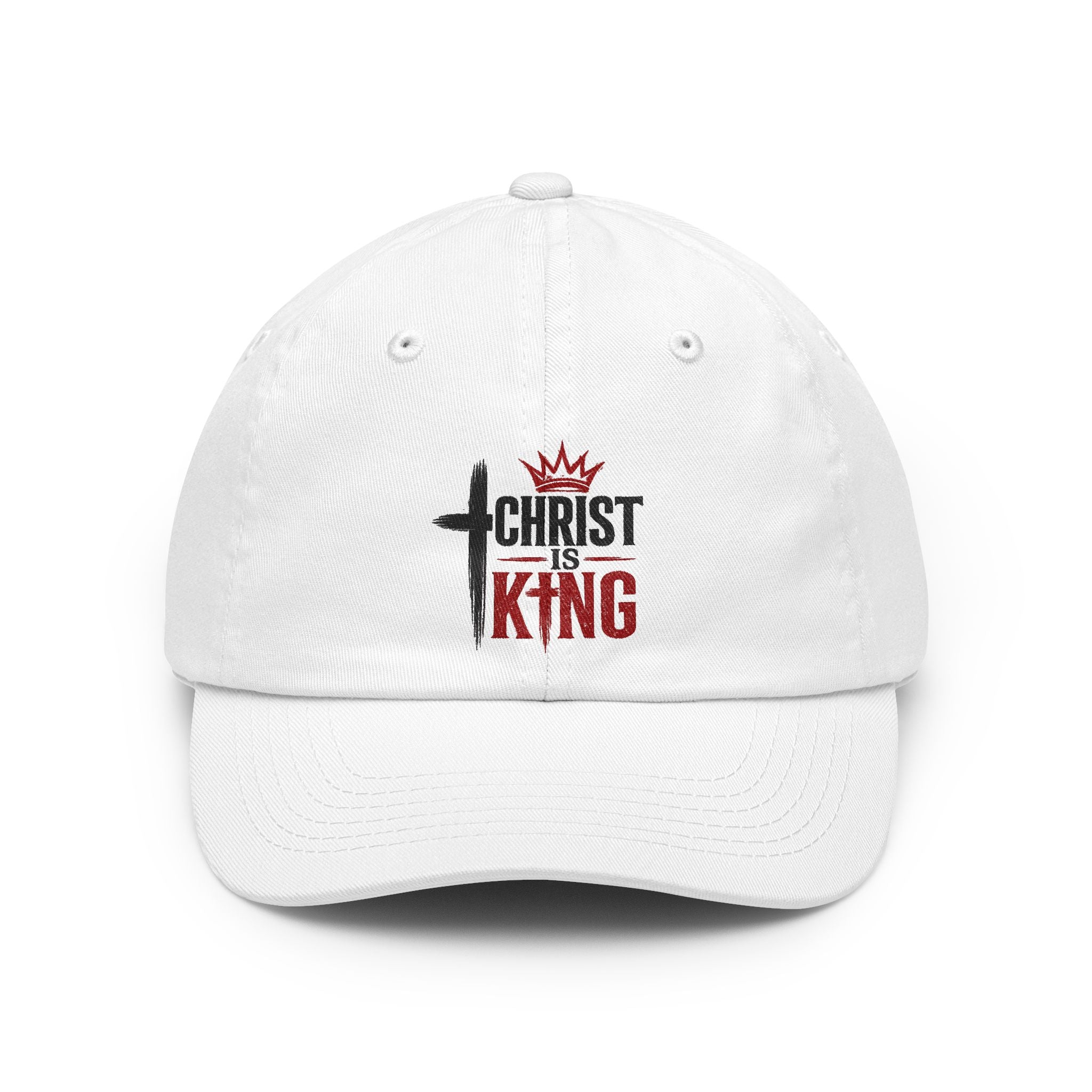 Christ Is King Hat — Religious Christian Baseball Cap with Cross & Crown Design
