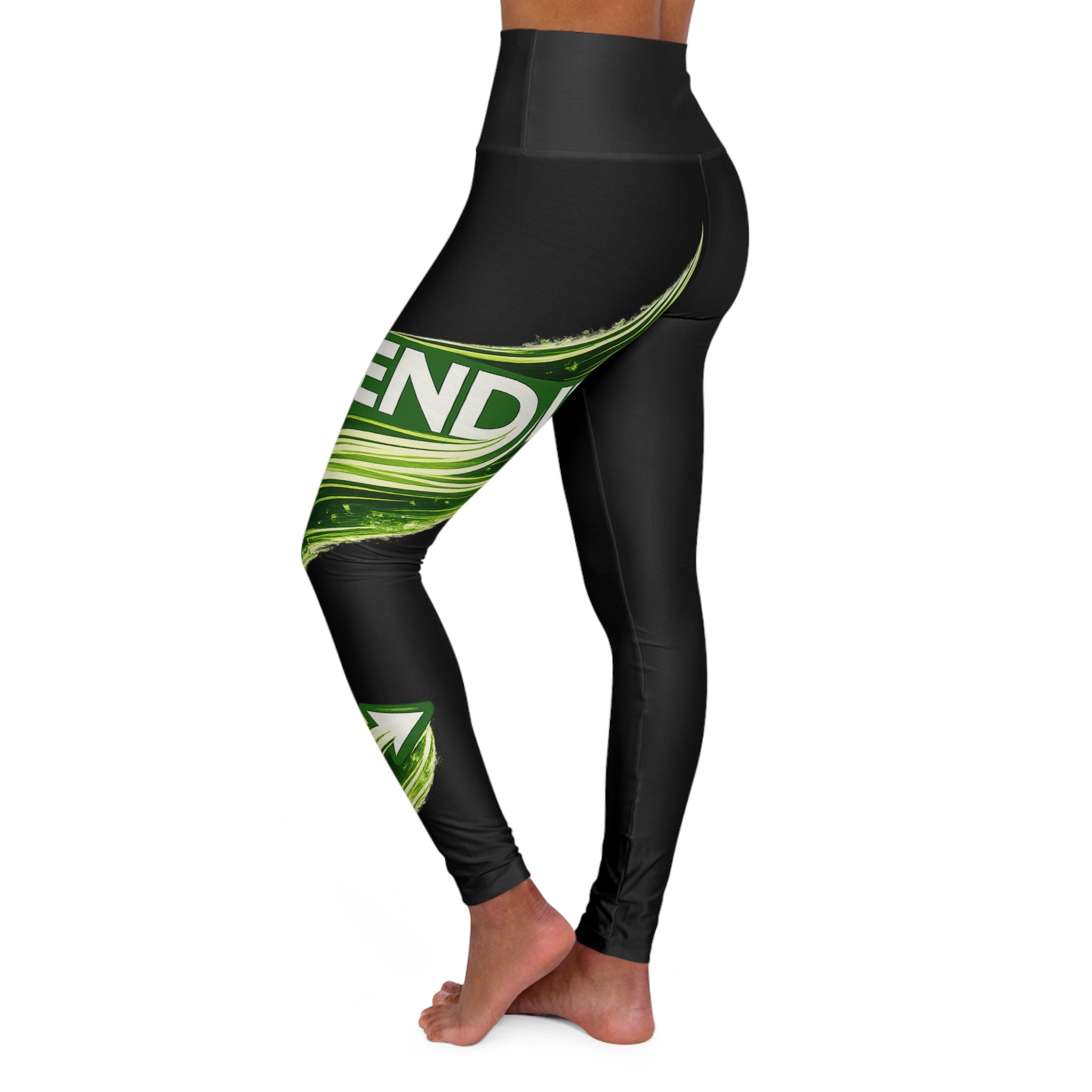 "Send It" High-Waist Yoga Leggings — Green Swirl