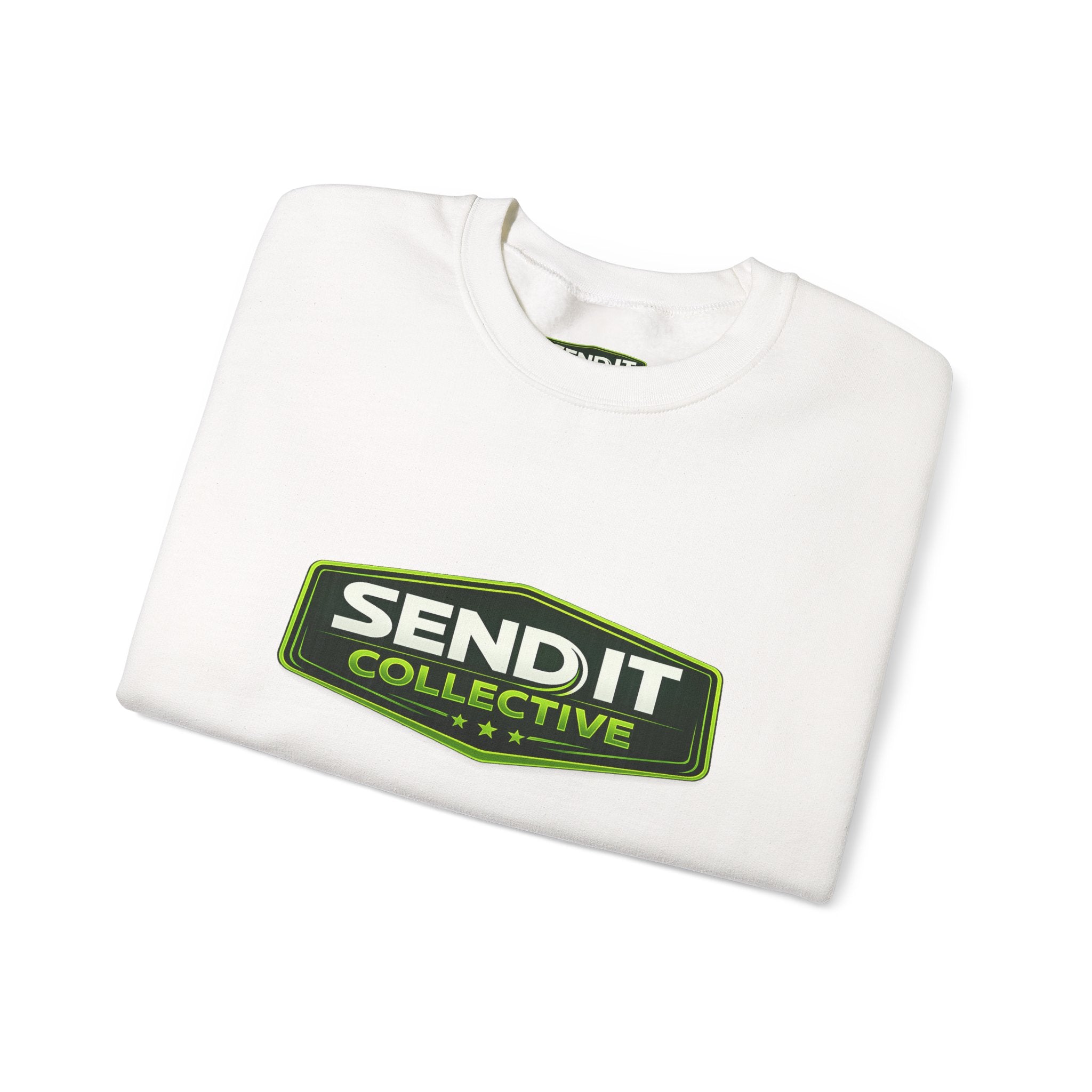 Crewneck Sweatshirt – ‘SEND IT Collective’ Logo Pullover, Outdoor Adventure Streetwear