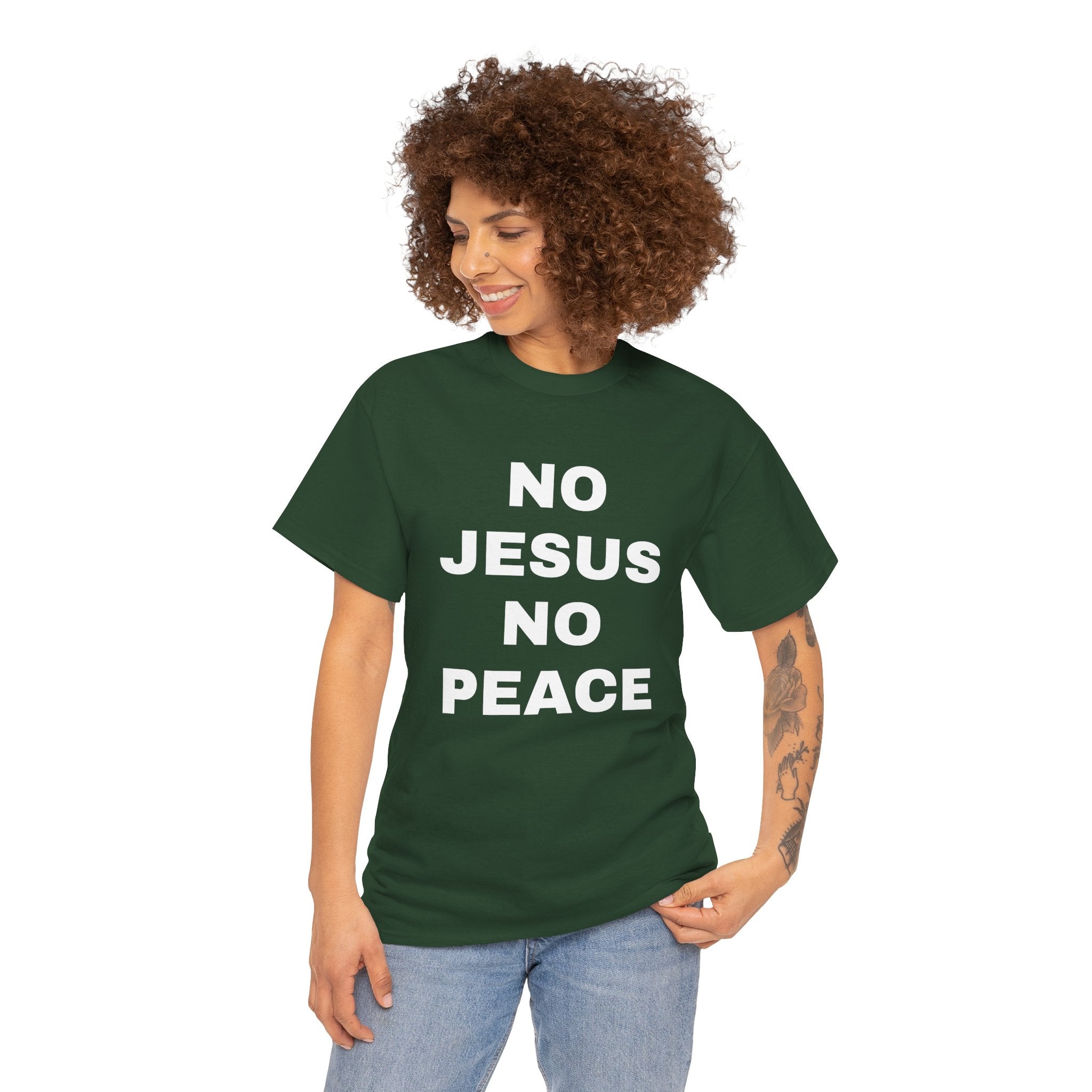 Religious T-Shirt — "No Jesus No Peace" Bold Gospel Tee