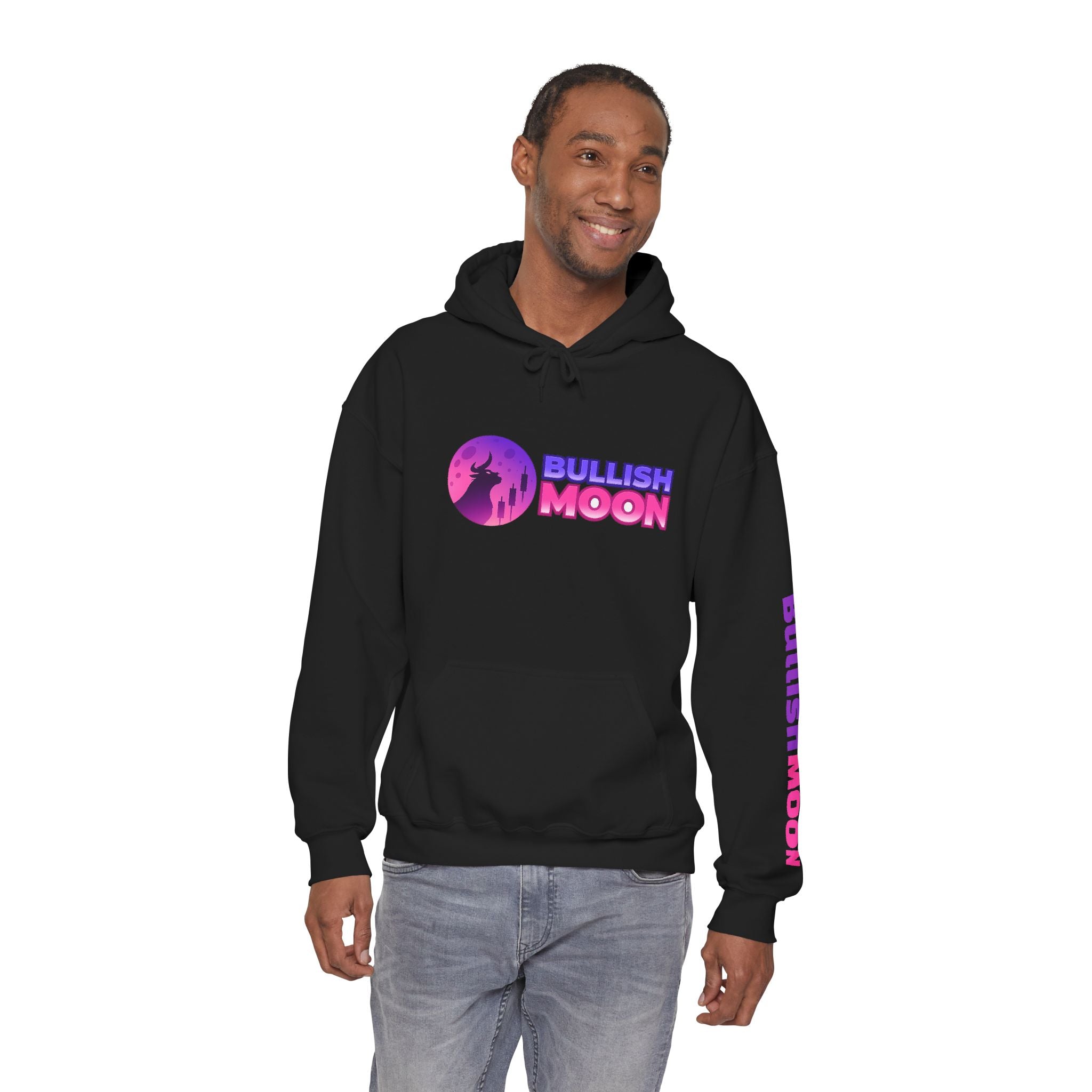 "Bullish Moon" Men's Hoodie — Crypto Trading Moonrise Graphic Hooded Sweatshirt