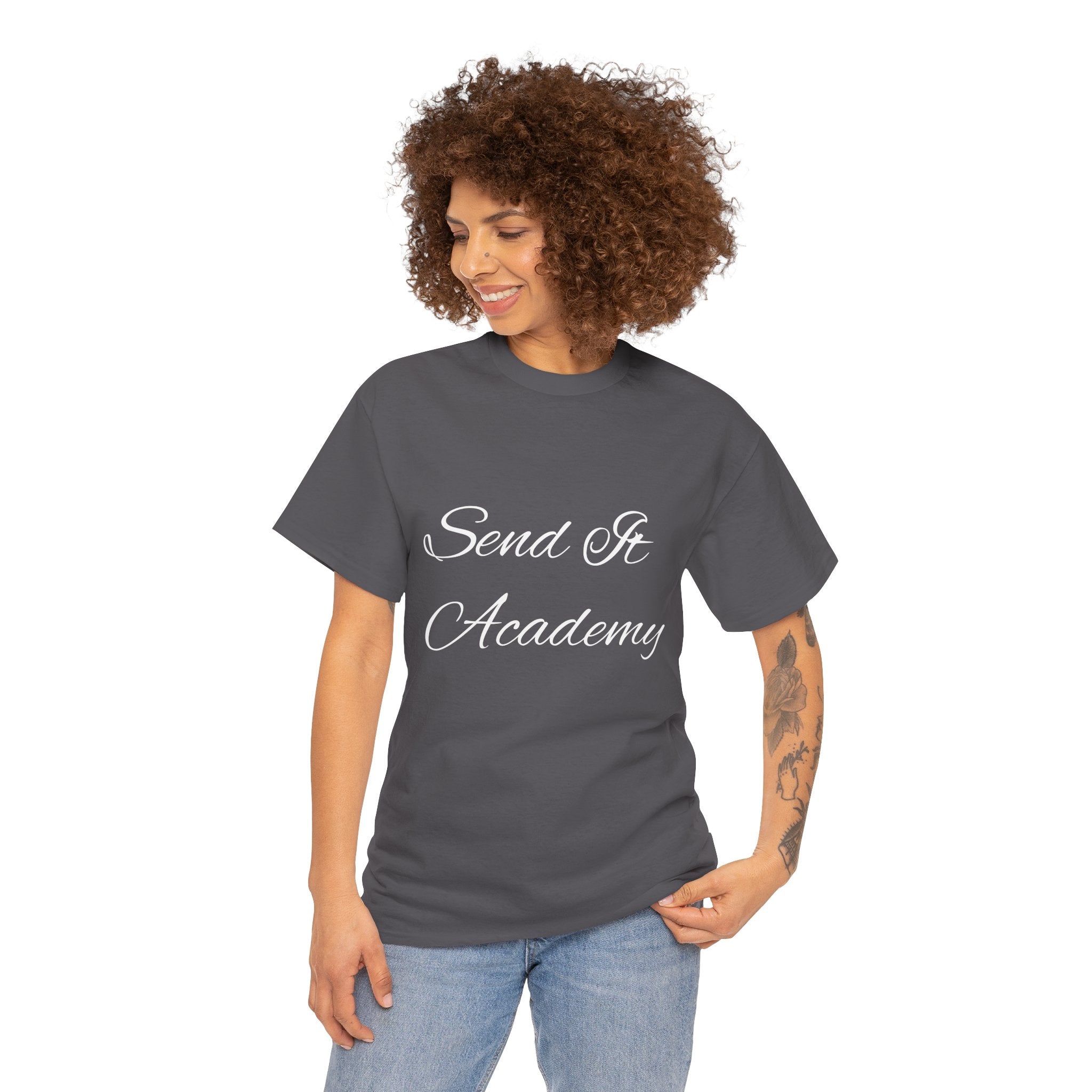 "Send it Academy" T‑Shirt — Script Logo Tee