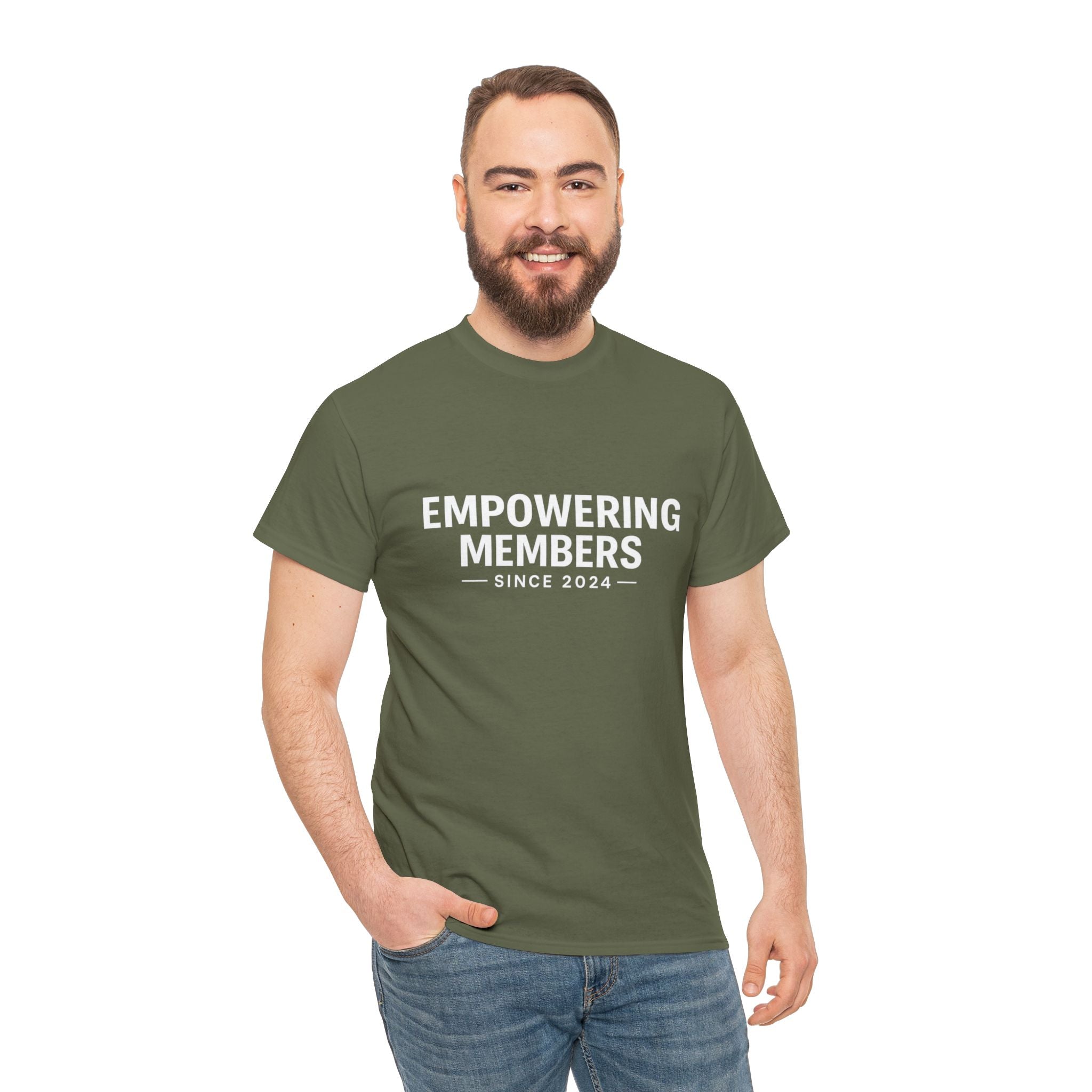 Empowering Members Tee — Minimalist Inspirational Graphic Shirt ("Empowering Members Since 2024")