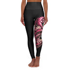 "Send It" Pink Flower Yoga Leggings — High Waist Floral 'Self Love' Side Print